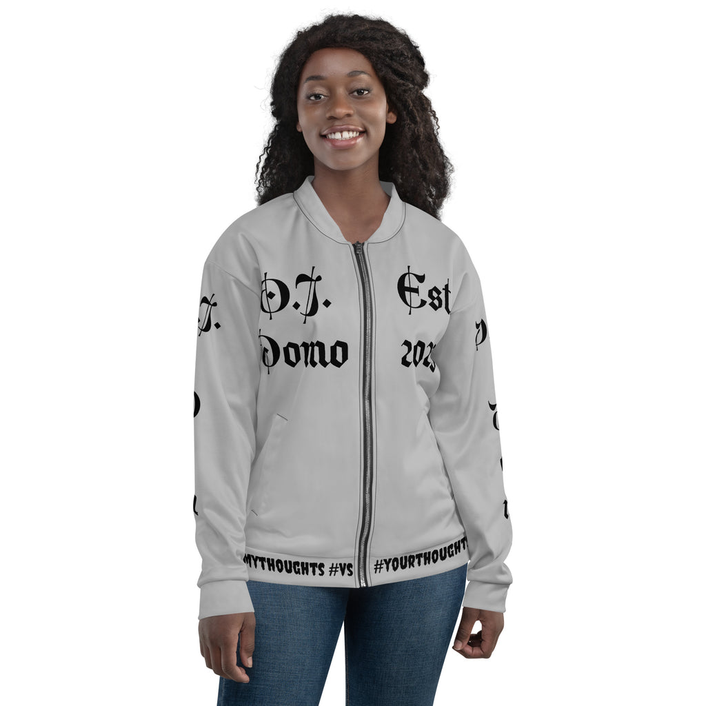 "What is a Friend?" Unisex Bomber Jacket Gray/Black