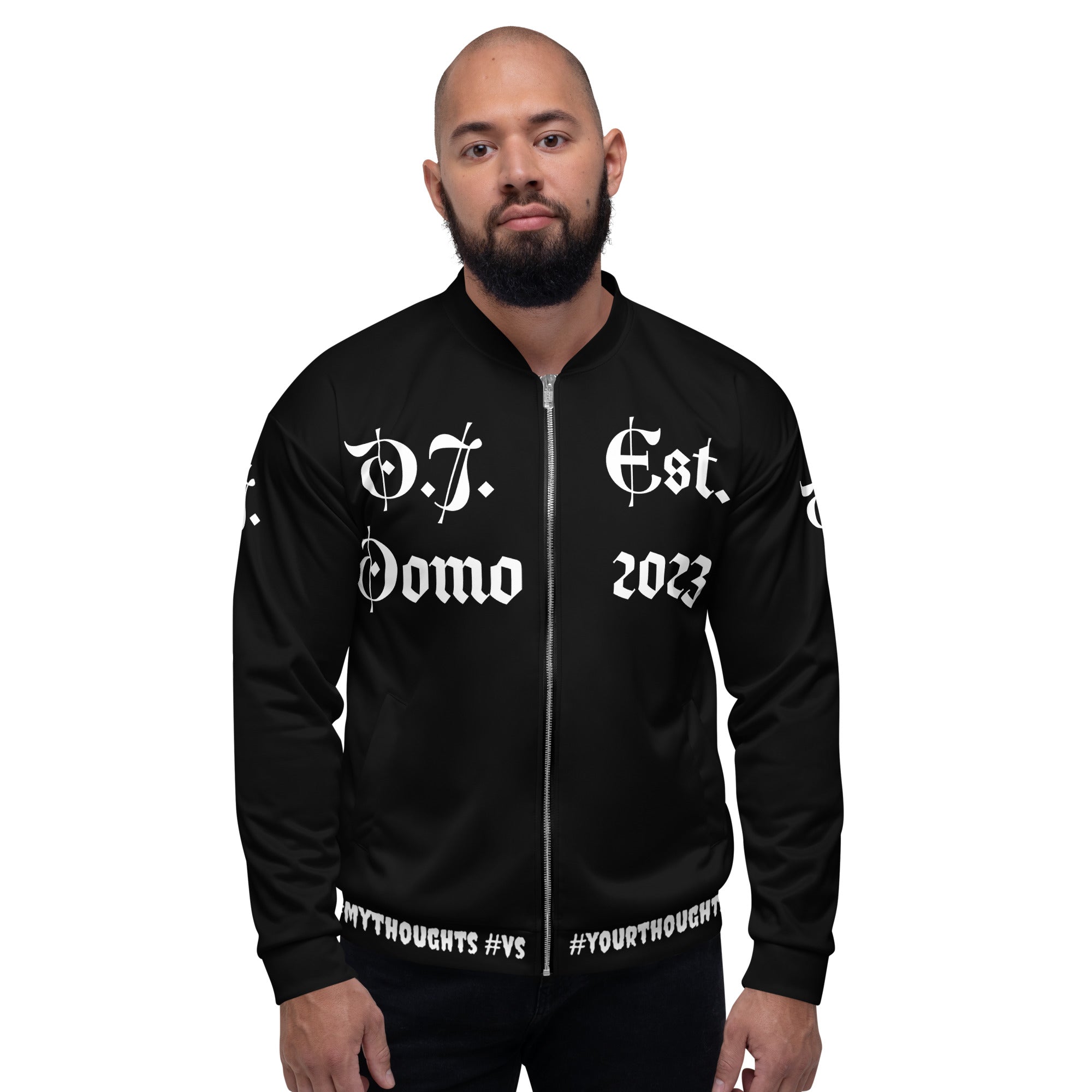 "What is a Friend?" Unisex Bomber Jacket Black/White