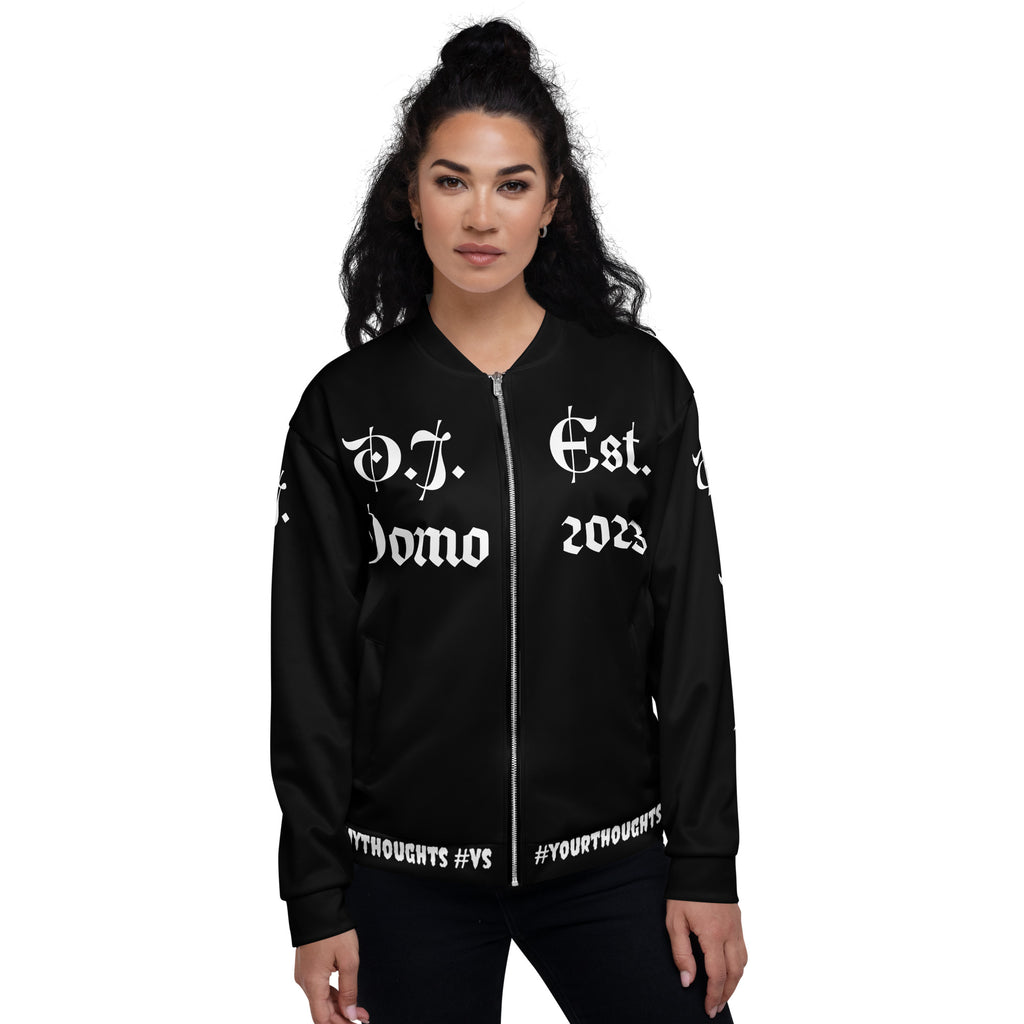 "What is a Friend?" Unisex Bomber Jacket Black/White