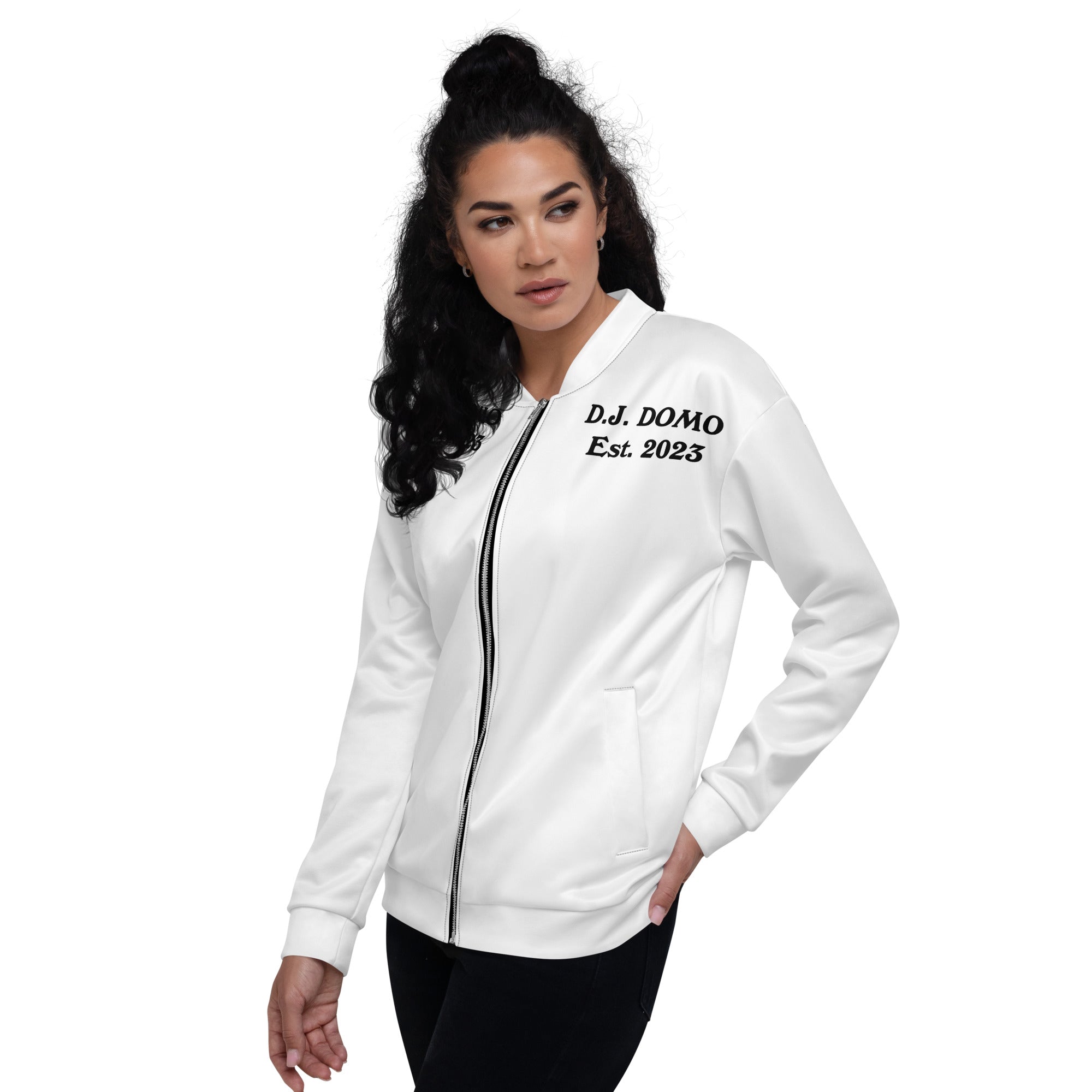 "Regretted" Unisex Bomber Jacket White/Black