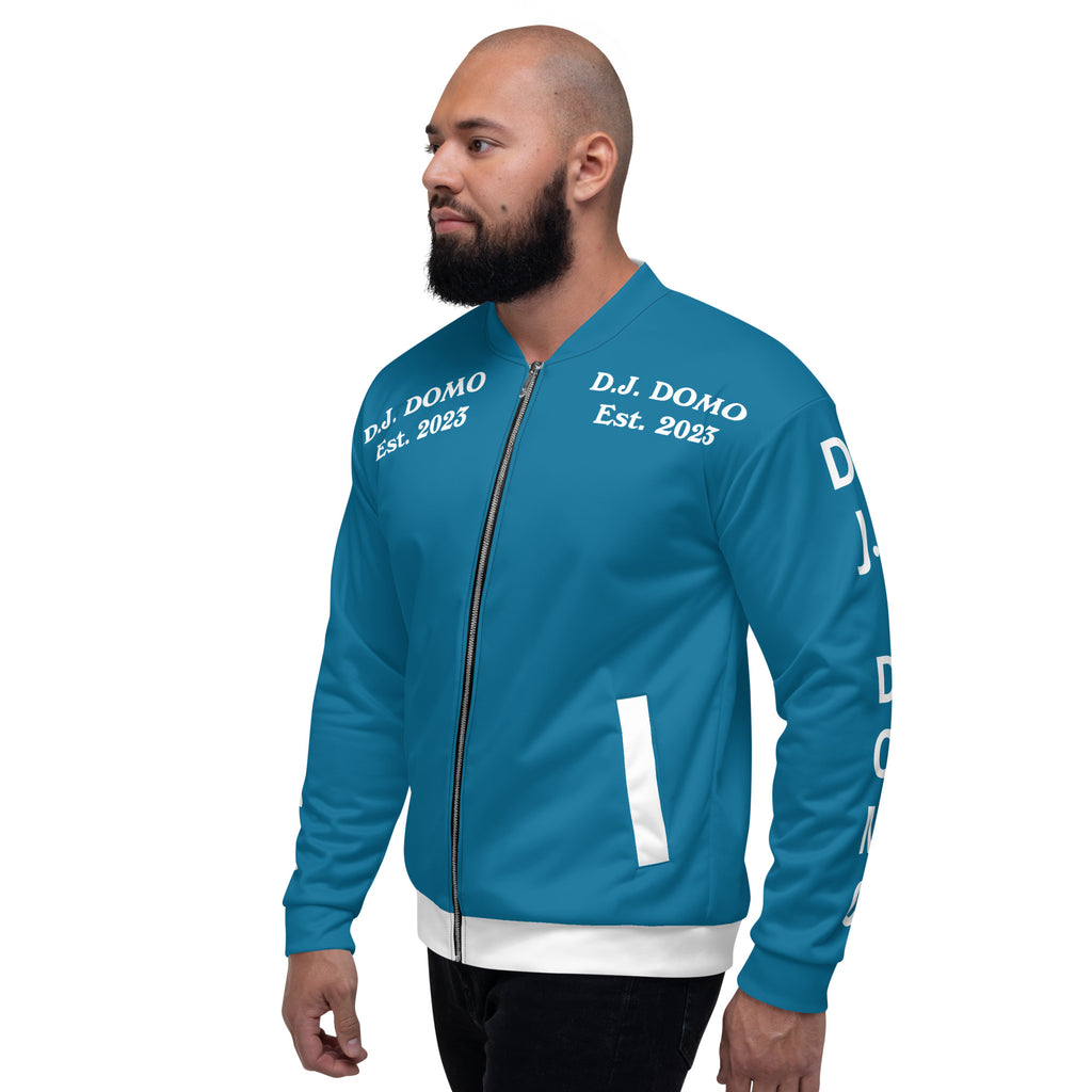 "Regretted" Unisex Bomber Jacket Light Blue/White