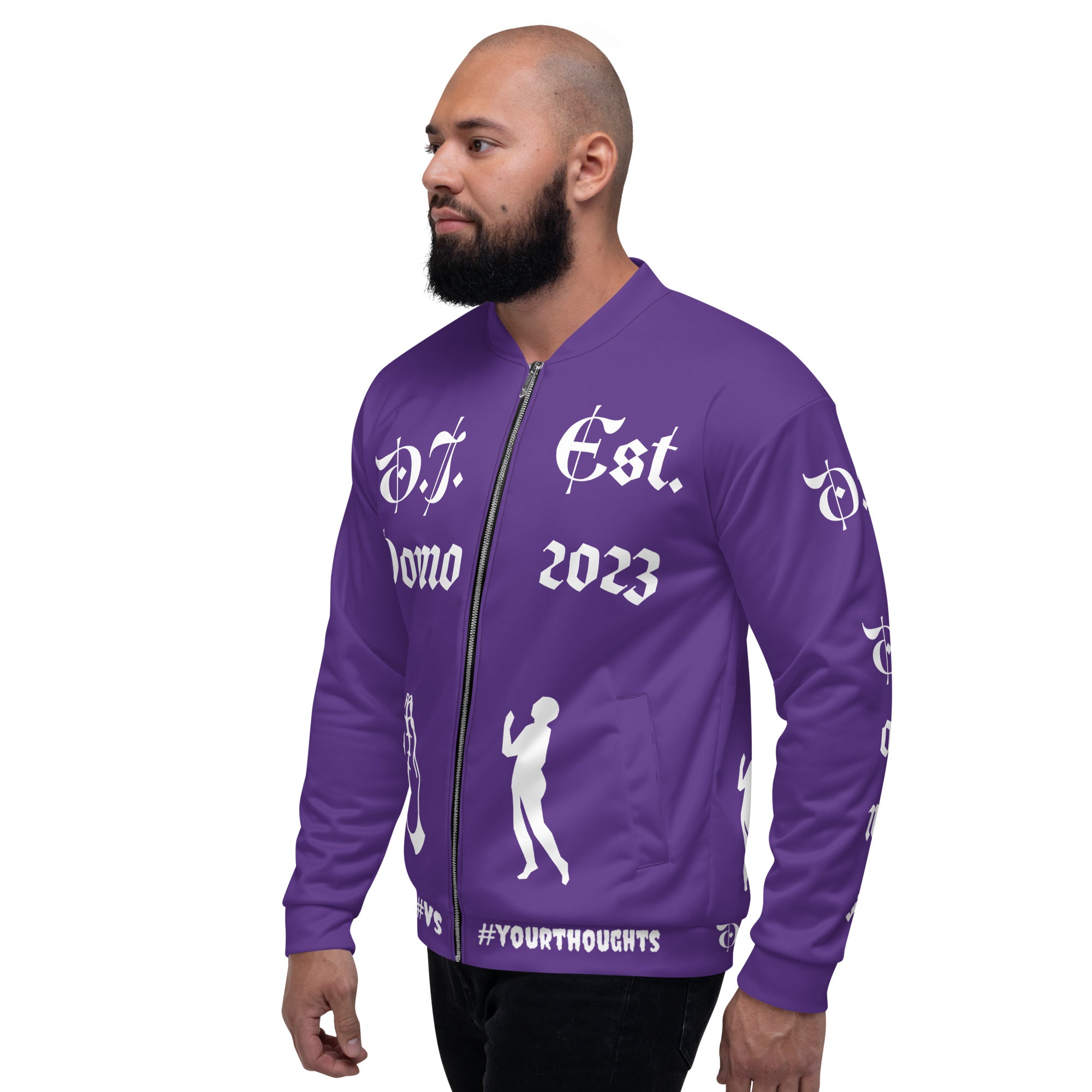 "PRAYER" Unisex Bomber Jacket Purple/White
