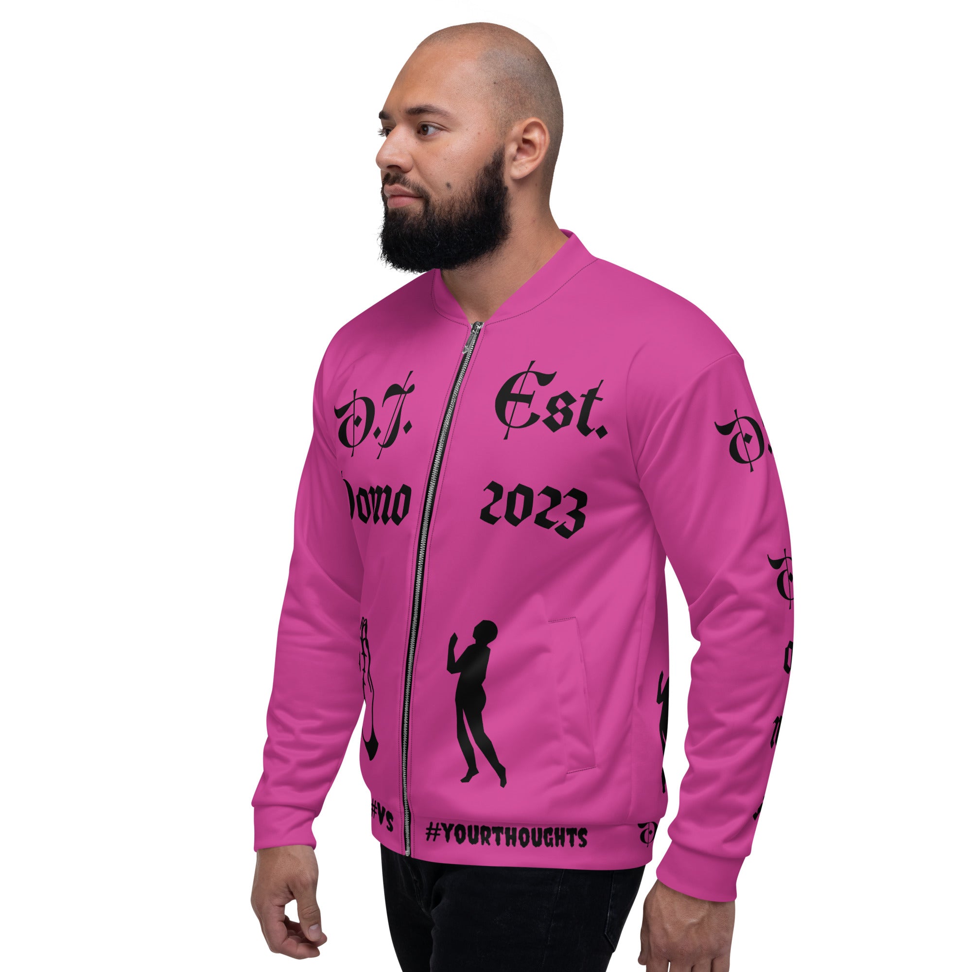 "PRAYER" Unisex Bomber Jacket Pink/Black