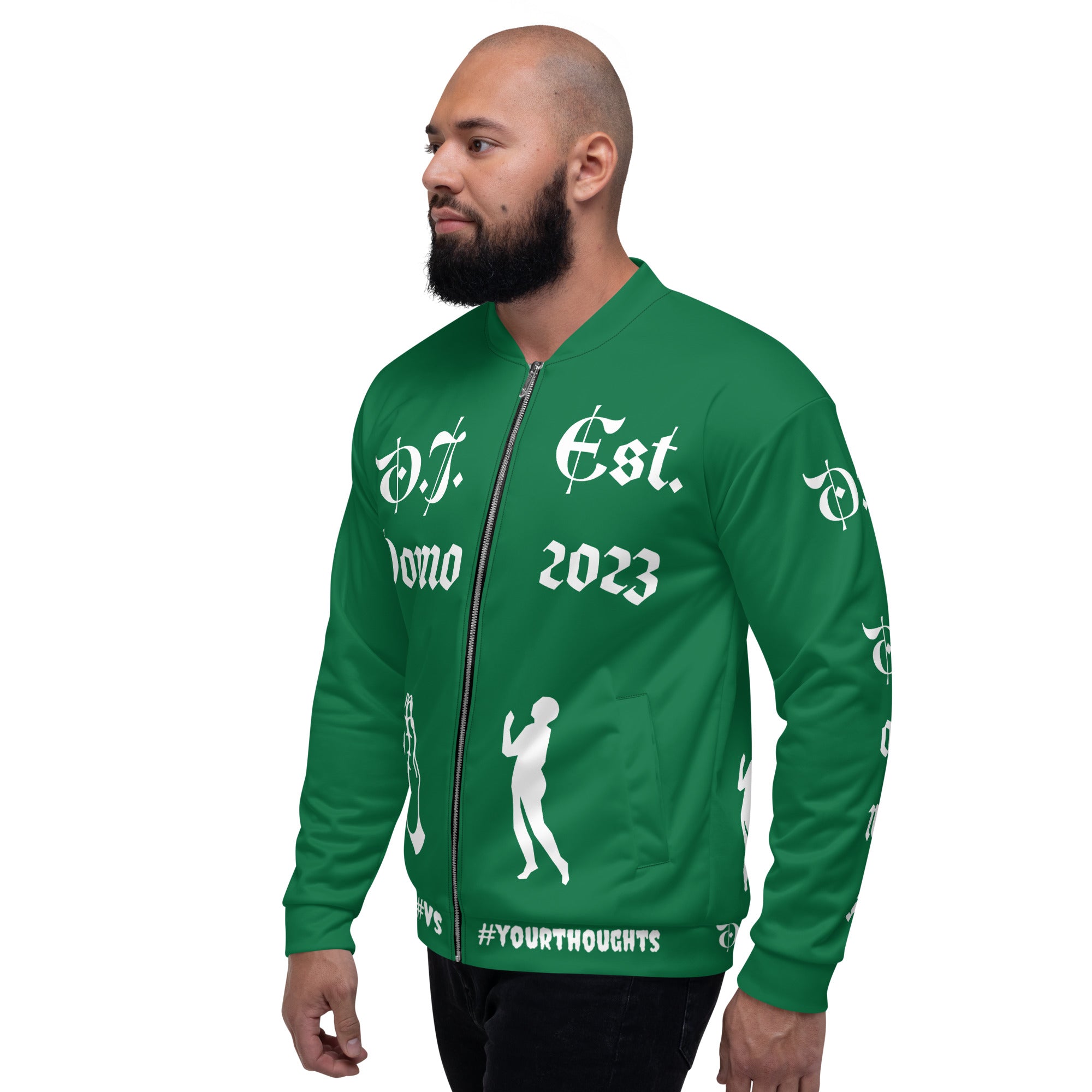 "PRAYER" Unisex Bomber Jacket Green/White