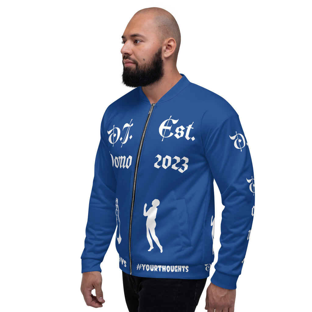 "PRAYER" Unisex Bomber Jacket Dark Blue/White
