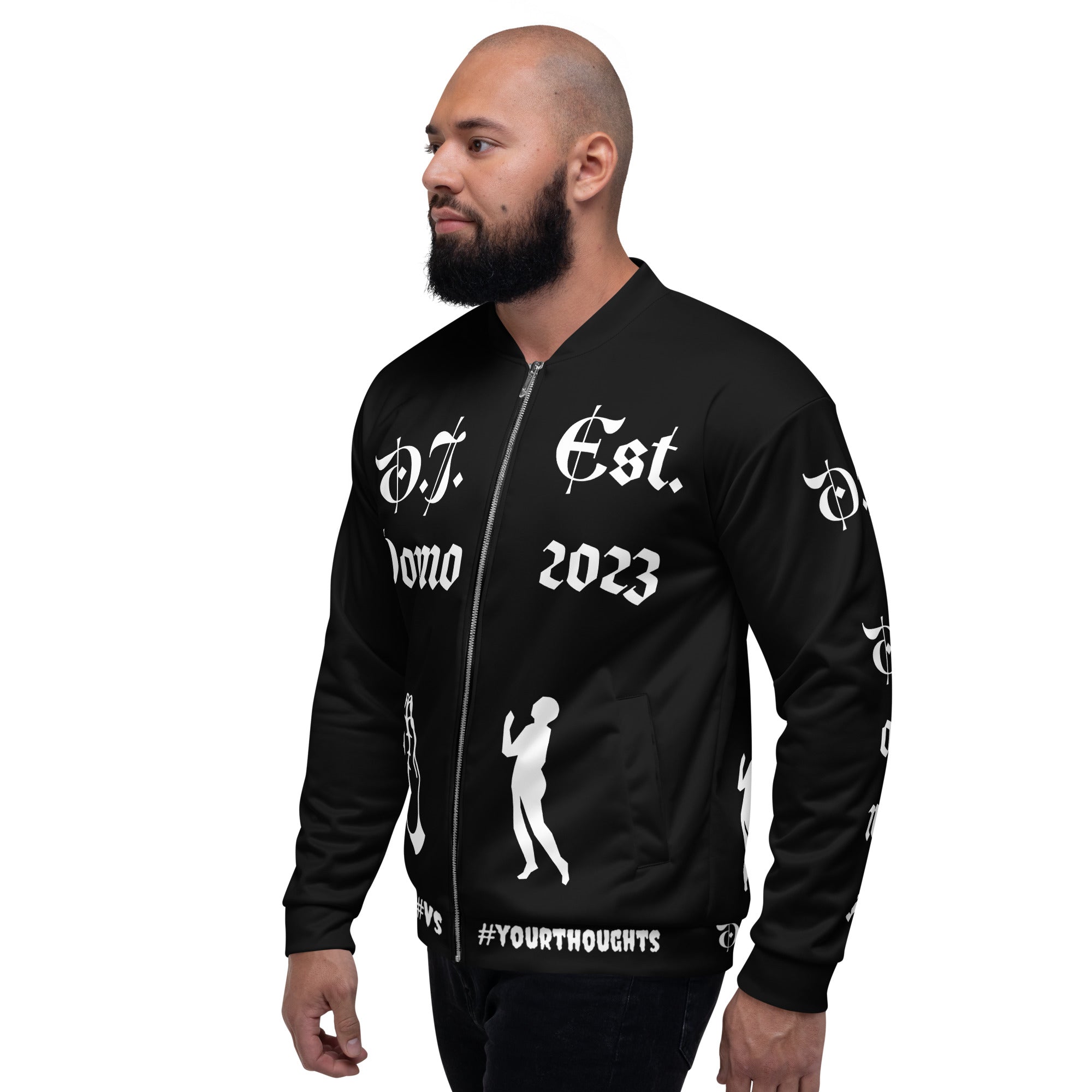 "PRAYER" Unisex Bomber Jacket Black/White Jacket