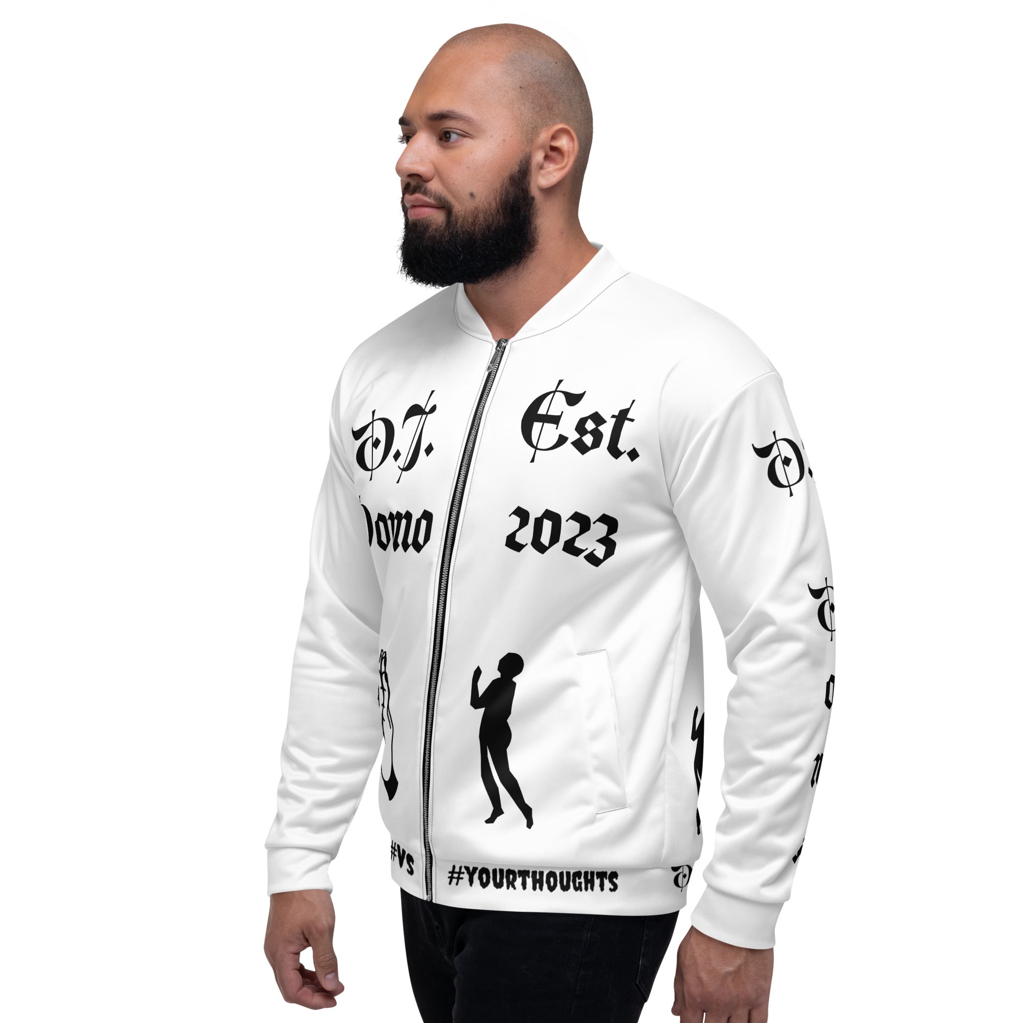 "PRAYER" Unisex Bomber Jacket White/Black