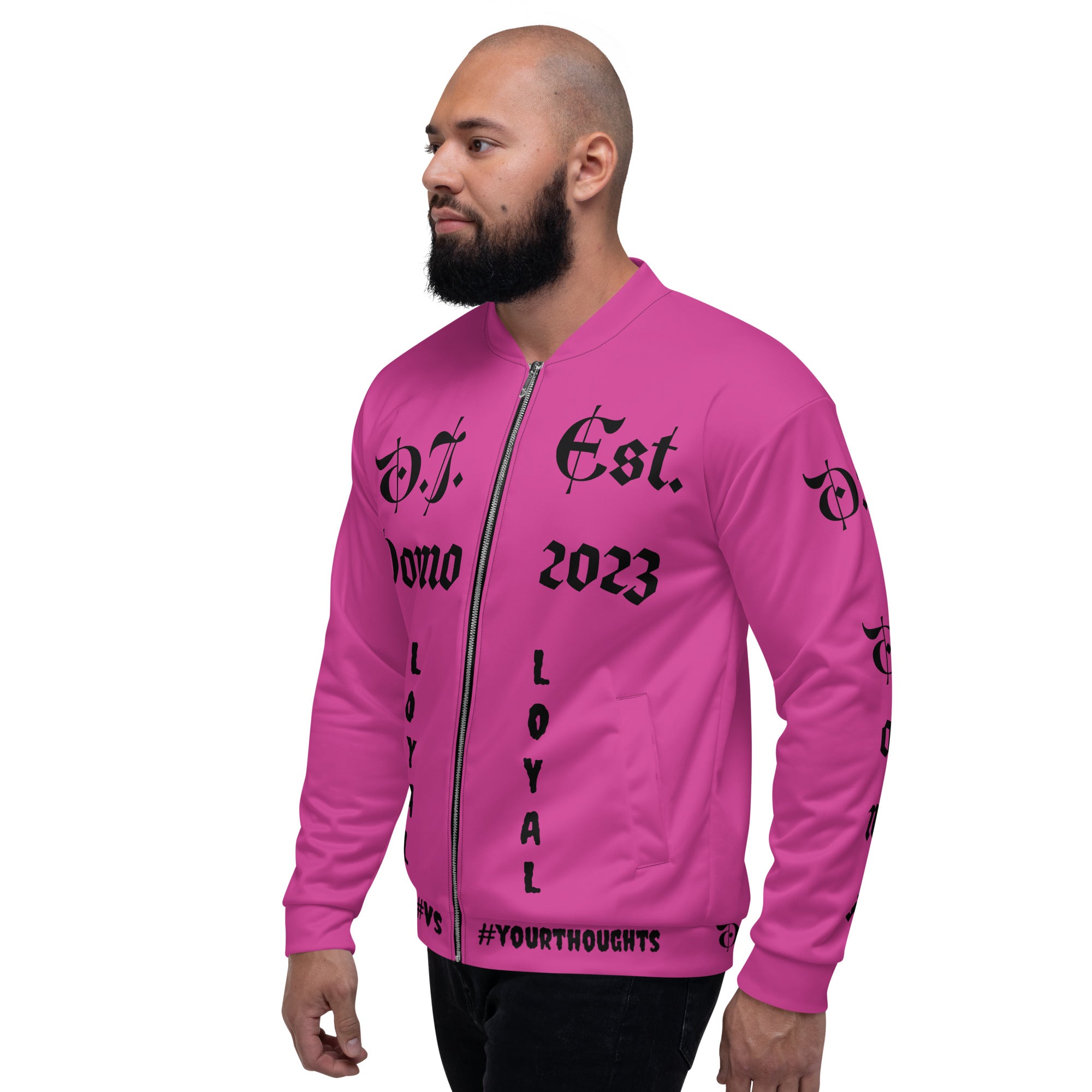 "LOYAL" Unisex Bomber Jacket Pink/Black
