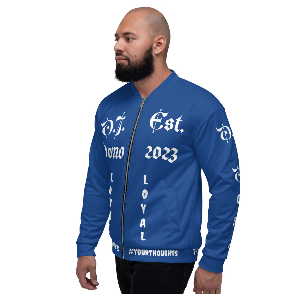 "LOYAL" Unisex Bomber Jacket Dark Blue/White