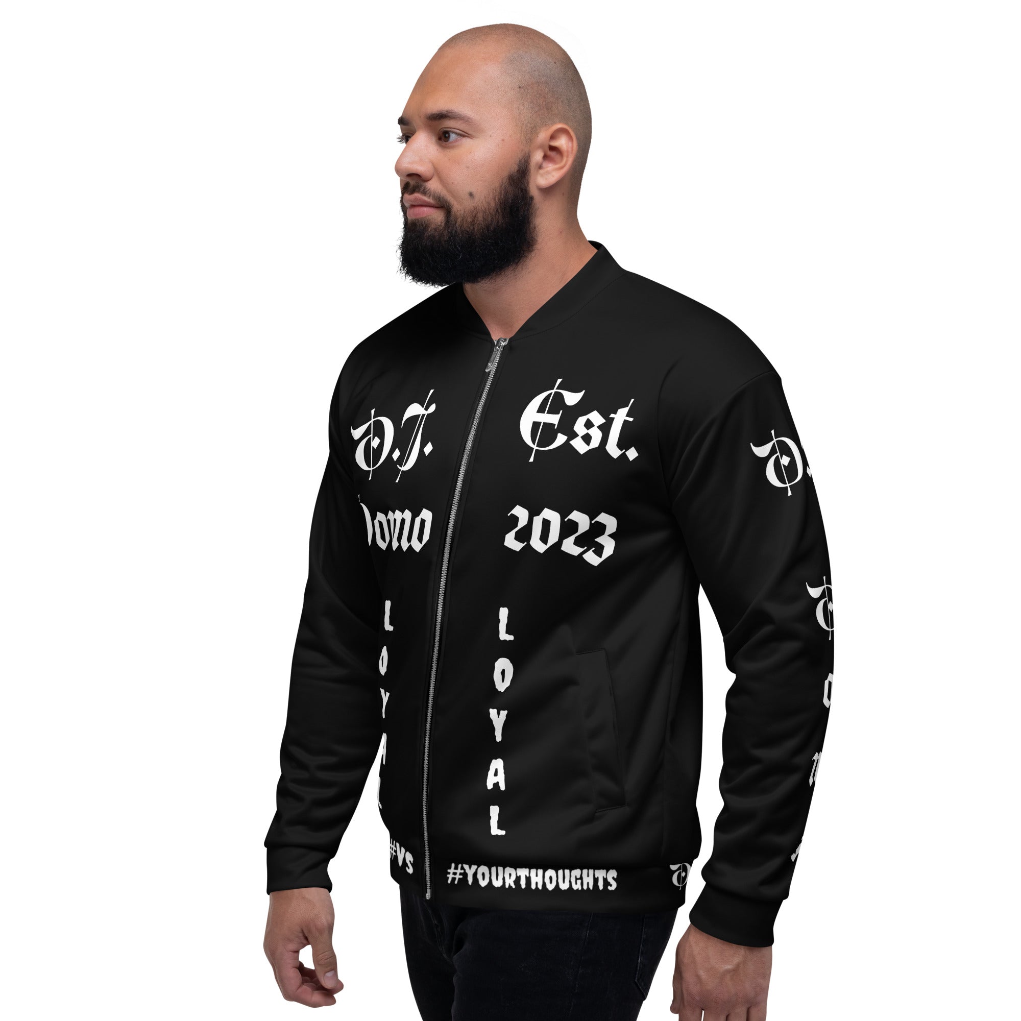 "LOYAL" Unisex Bomber Jacket Black/White