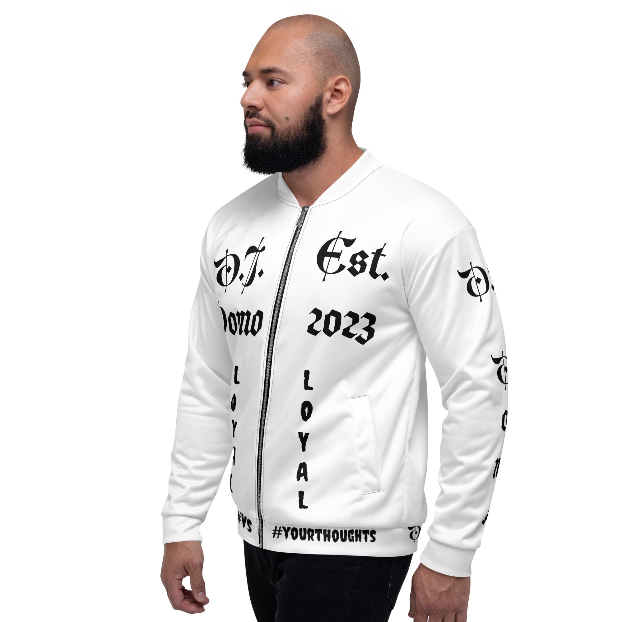 "LOYAL" Unisex Bomber Jacket White/Black