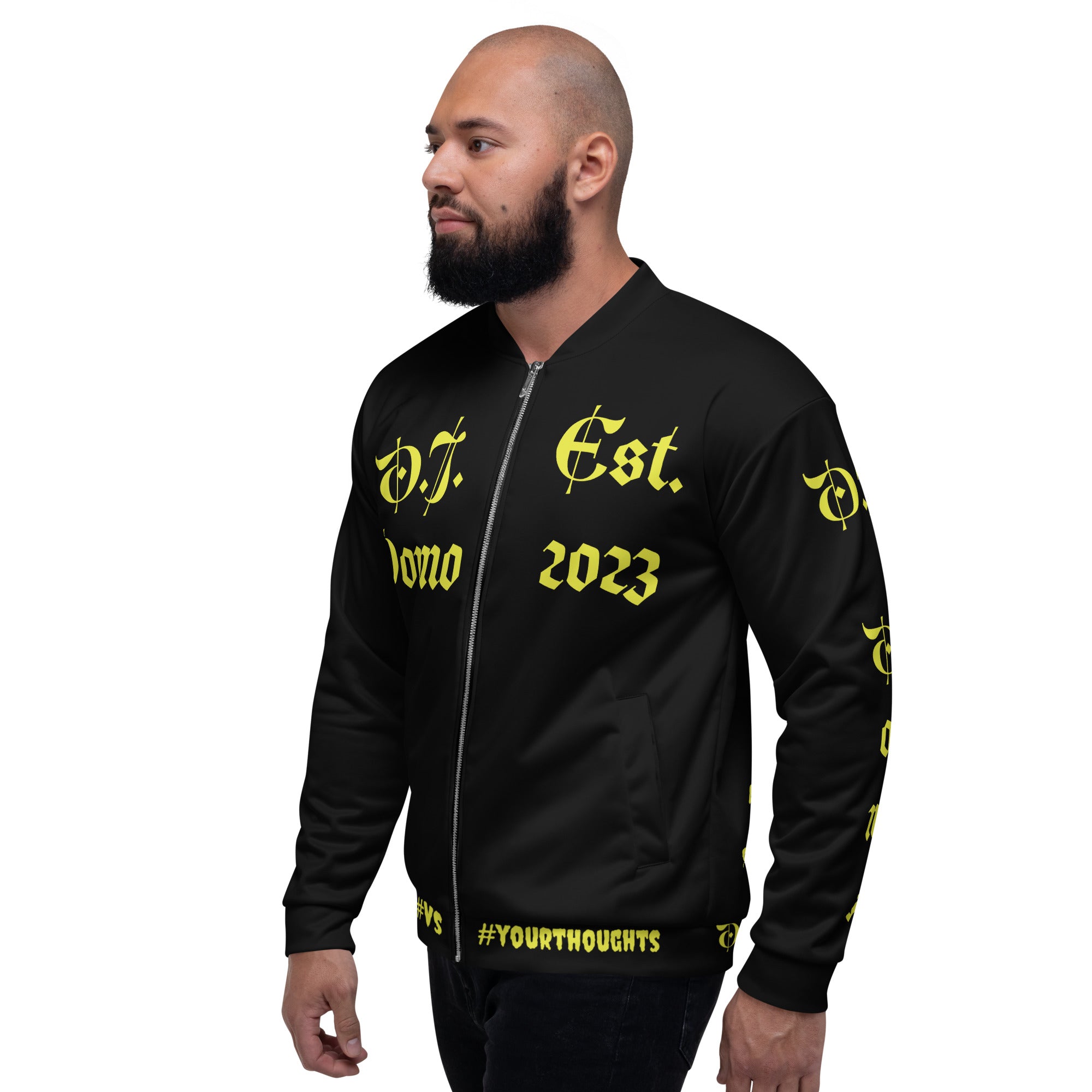 "What is a Friend?" Unisex Bomber Jacket Black/Gold