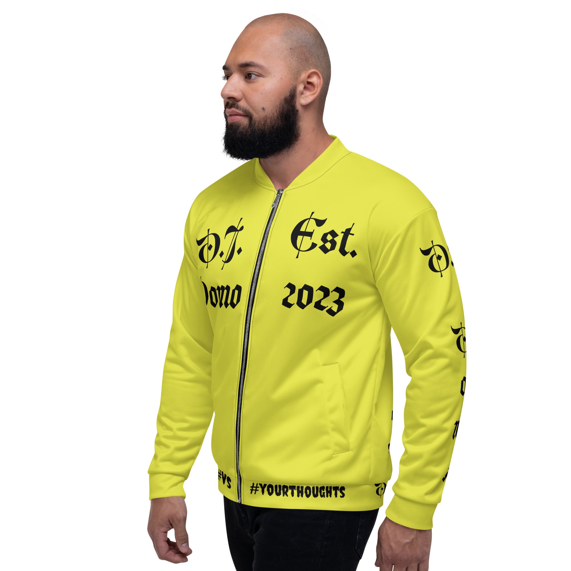 "What is a Friend?" Unisex Bomber Jacket Yellow/Black