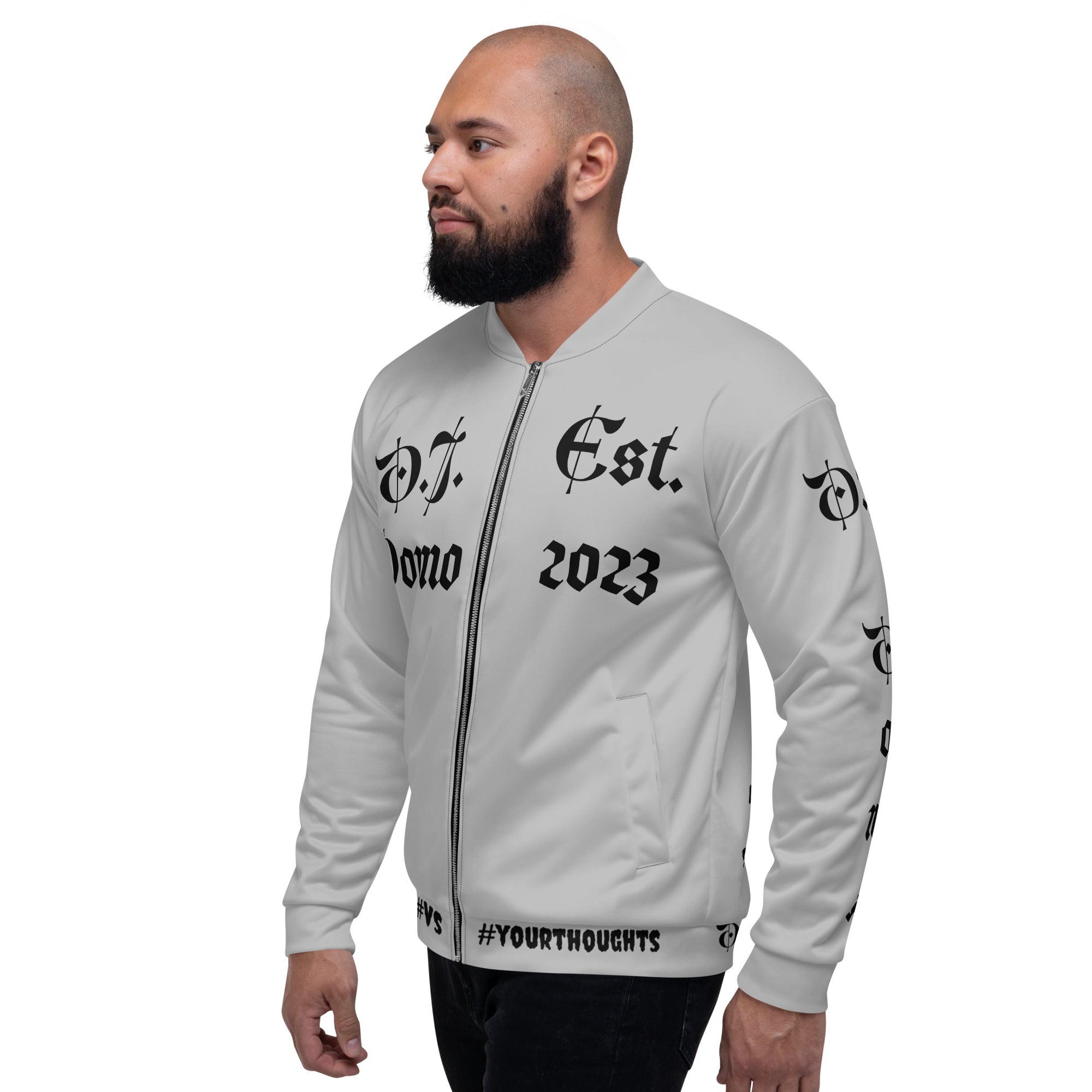 "What is a Friend?" Unisex Bomber Jacket Gray/Black
