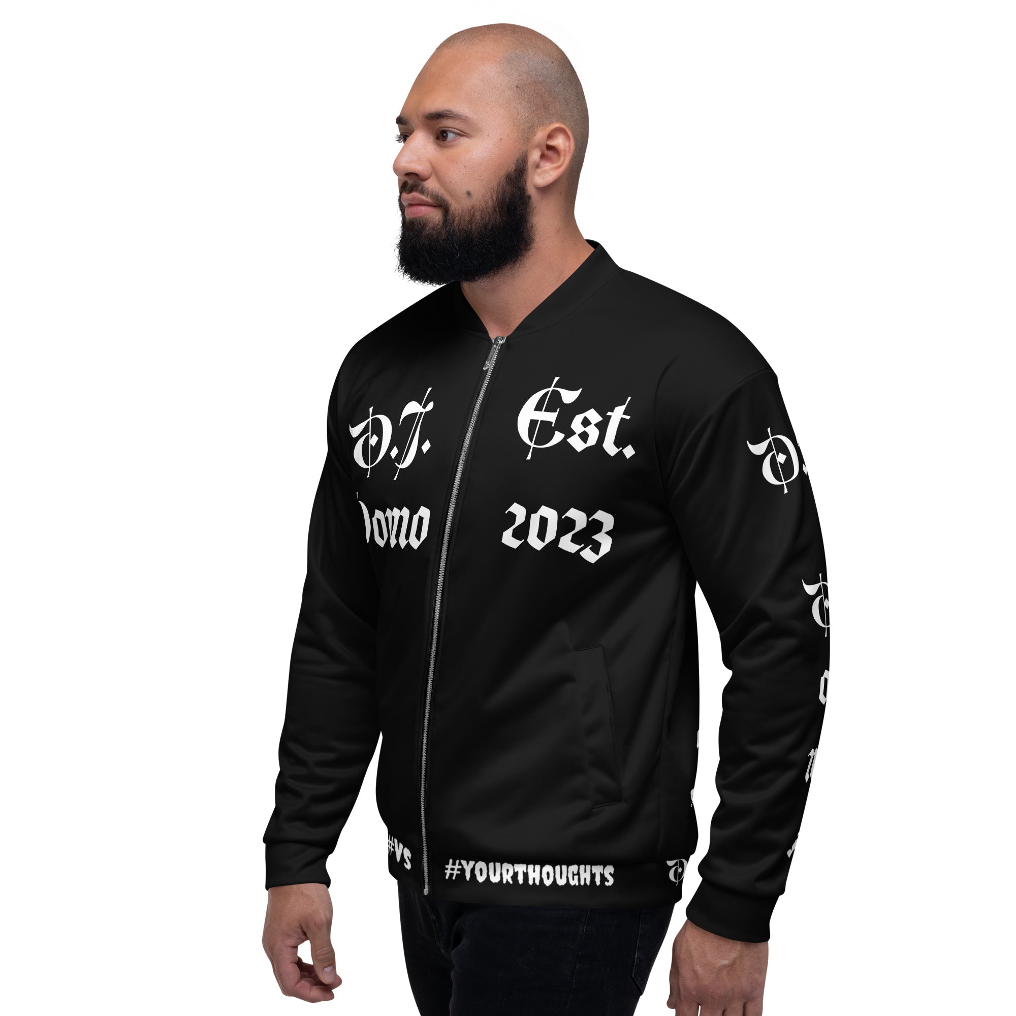 "What is a Friend?" Unisex Bomber Jacket Black/White