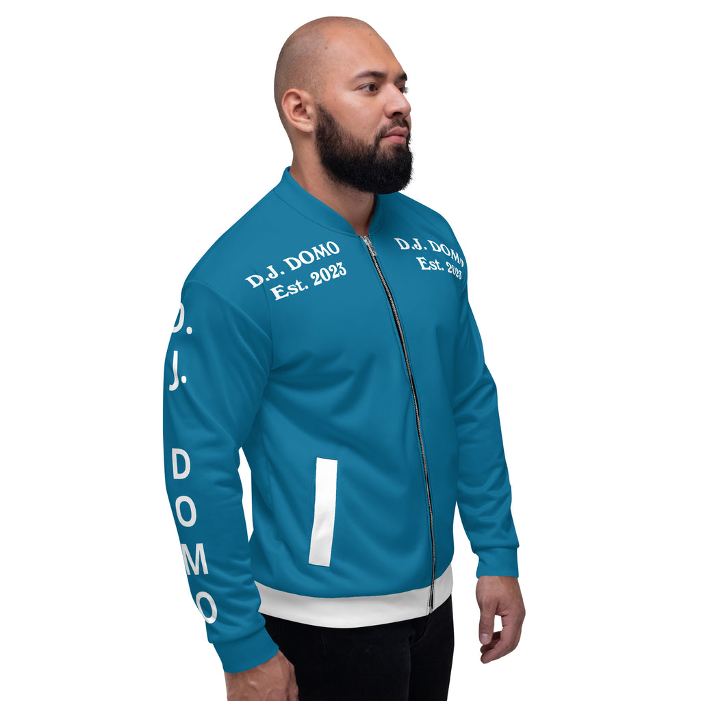 "Regretted" Unisex Bomber Jacket Light Blue/White