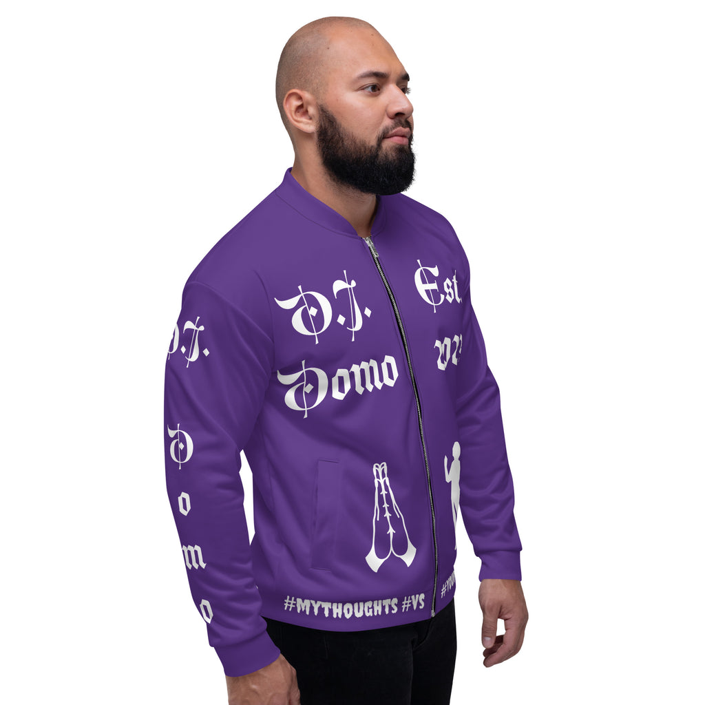 "PRAYER" Unisex Bomber Jacket Purple/White