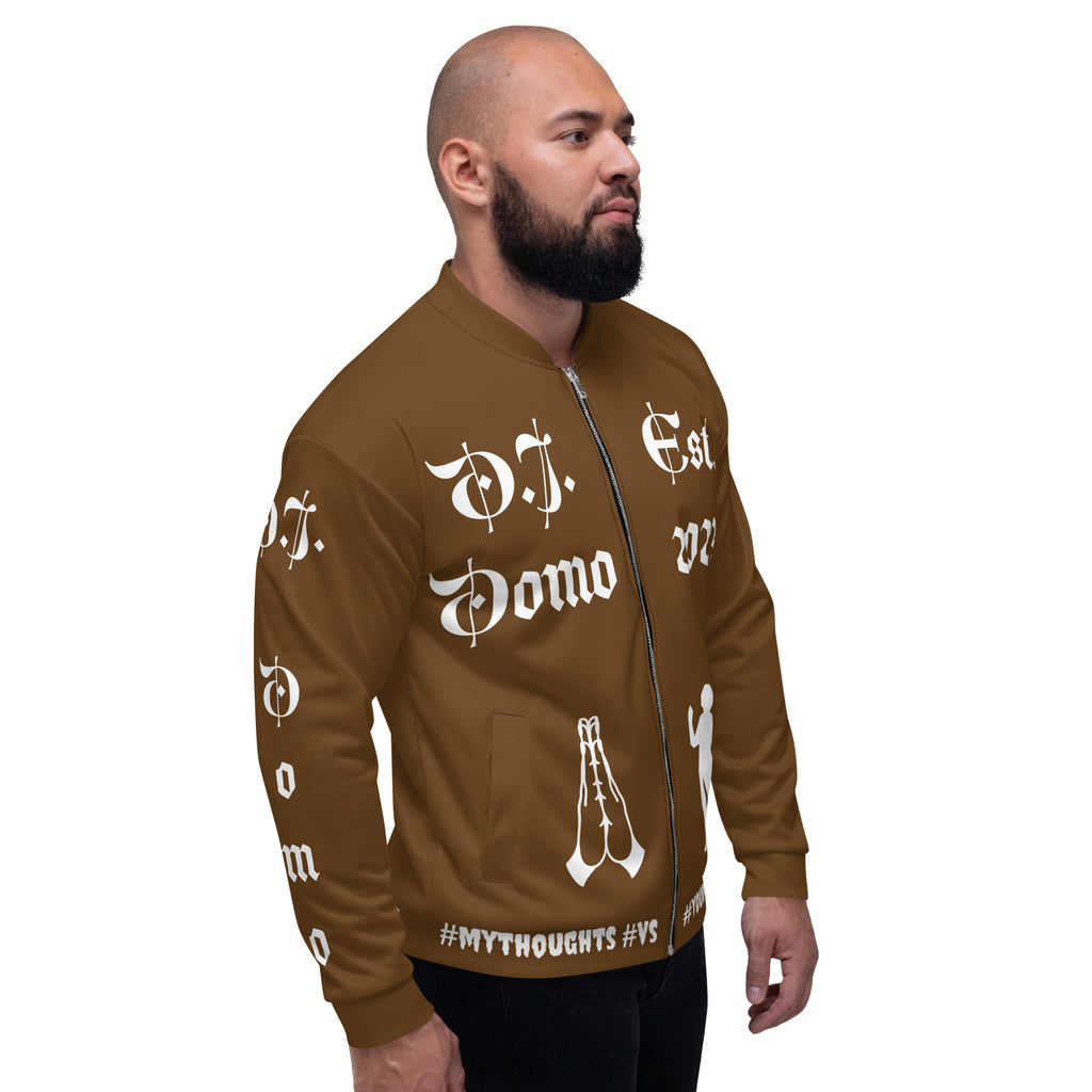 "PRAYER" Unisex Bomber Jacket Brown/White