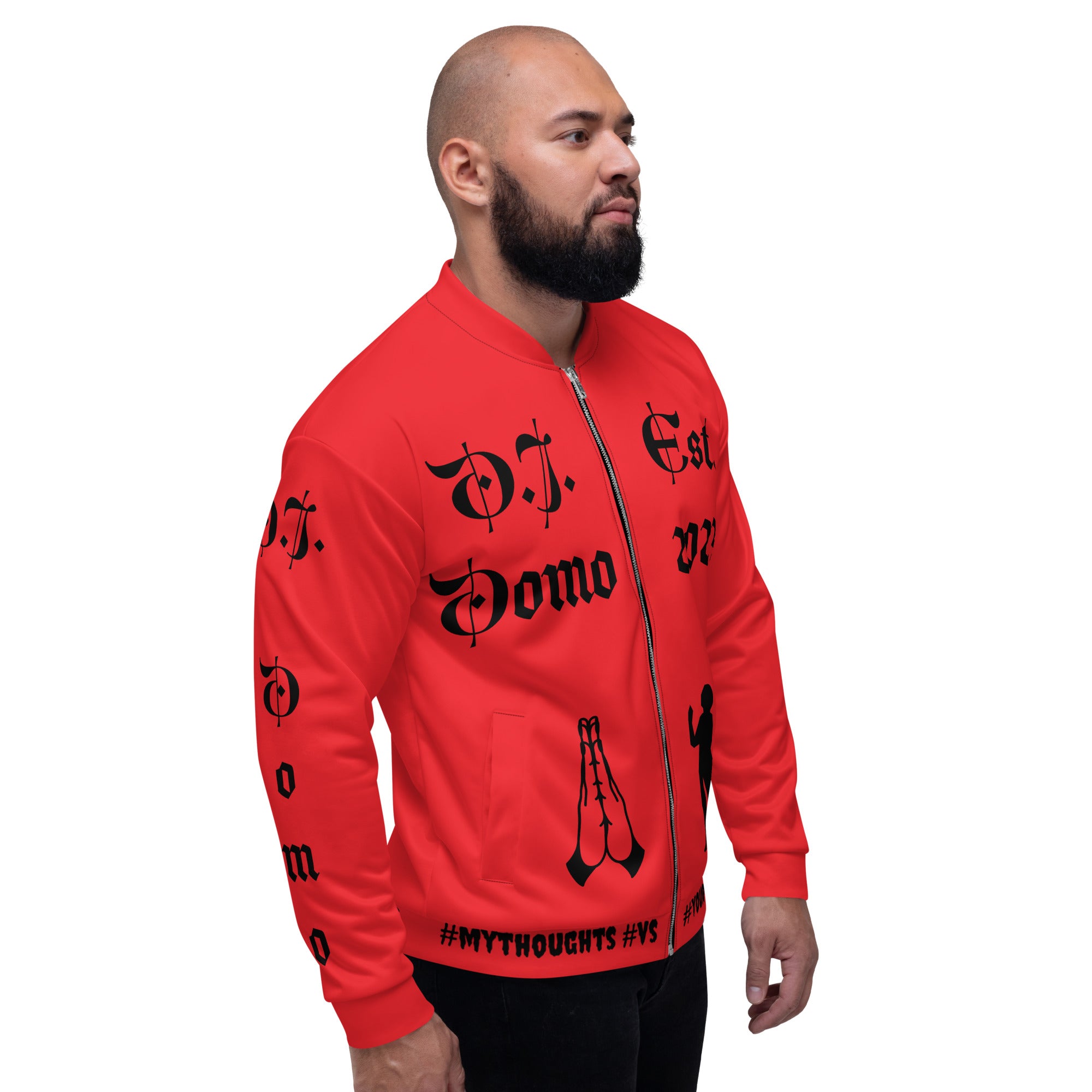 "PRAYER" Unisex Bomber Jacket Red/Black