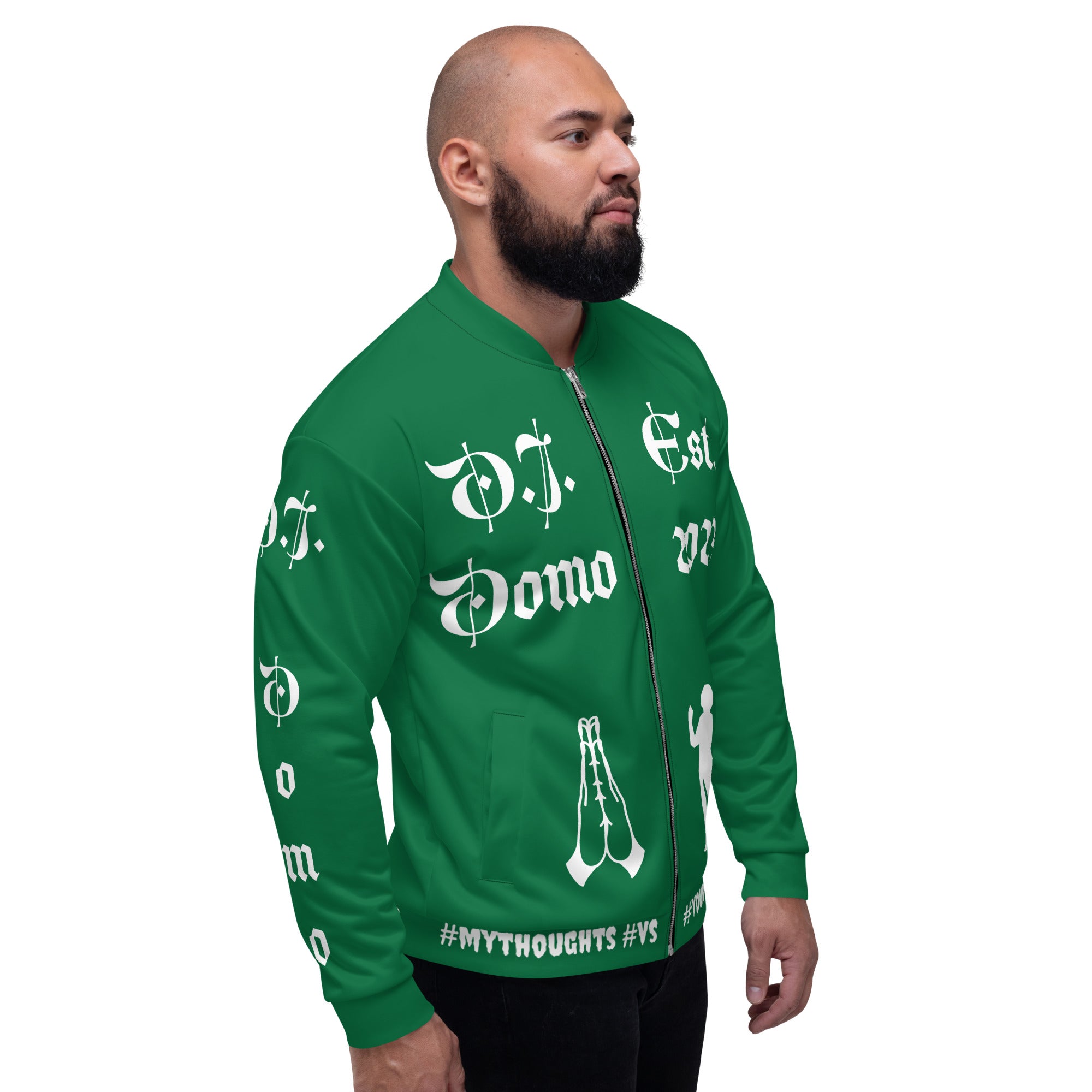 "PRAYER" Unisex Bomber Jacket Green/White