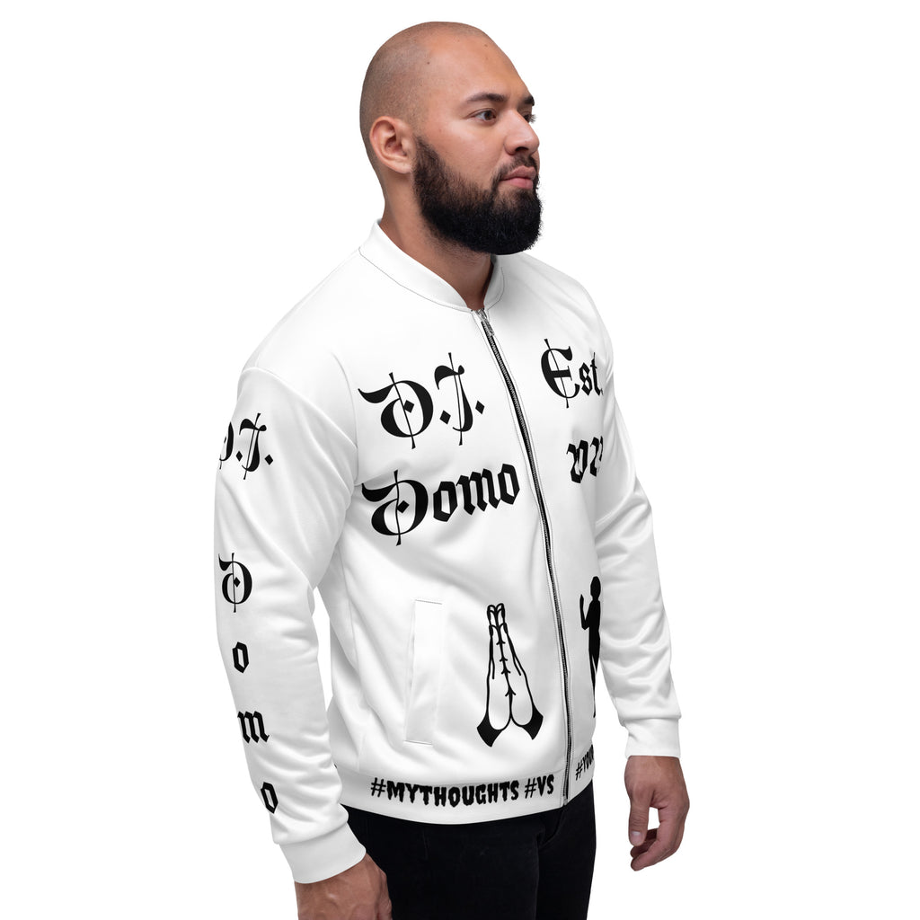 "PRAYER" Unisex Bomber Jacket White/Black