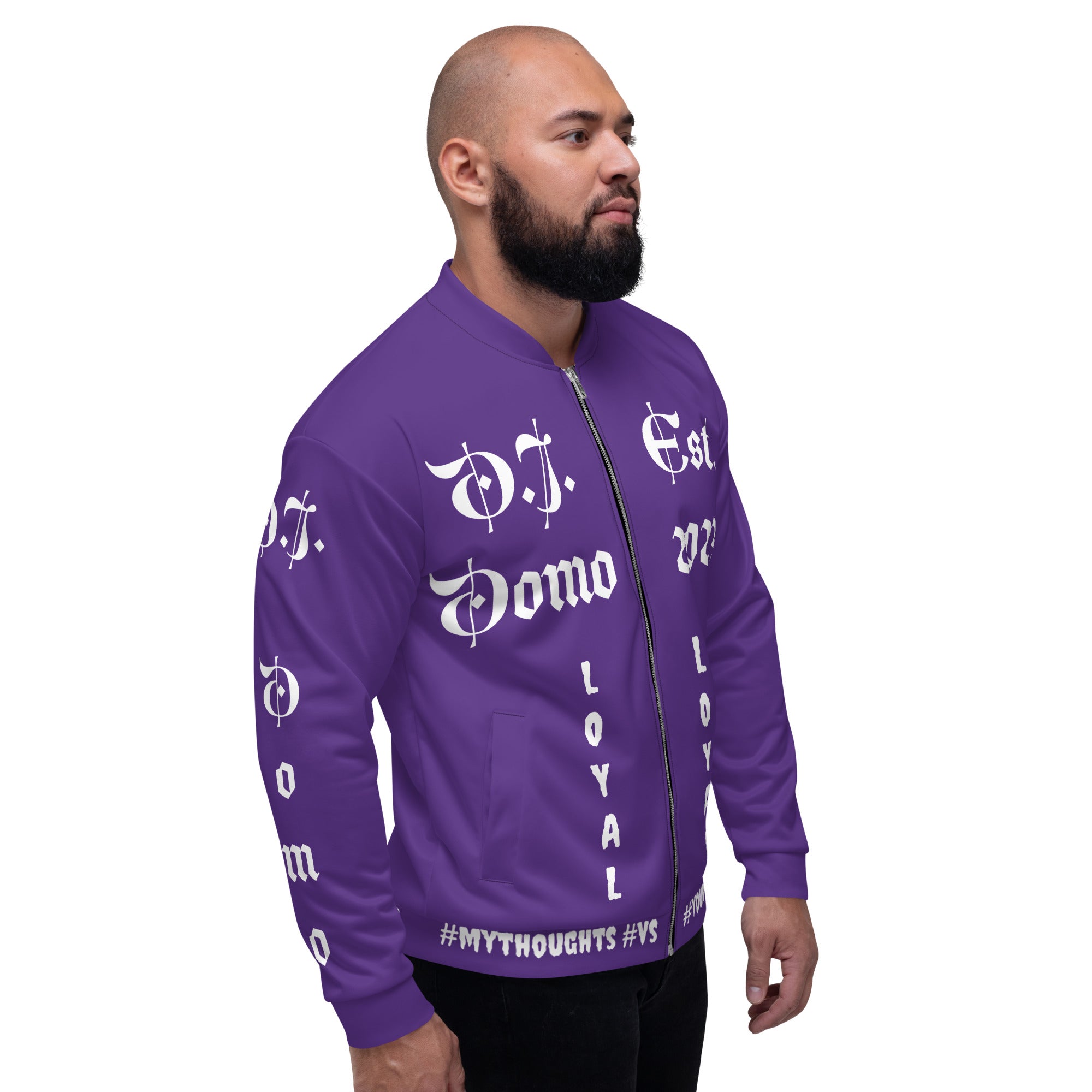 "LOYAL" Unisex Bomber Jacket Purple/White
