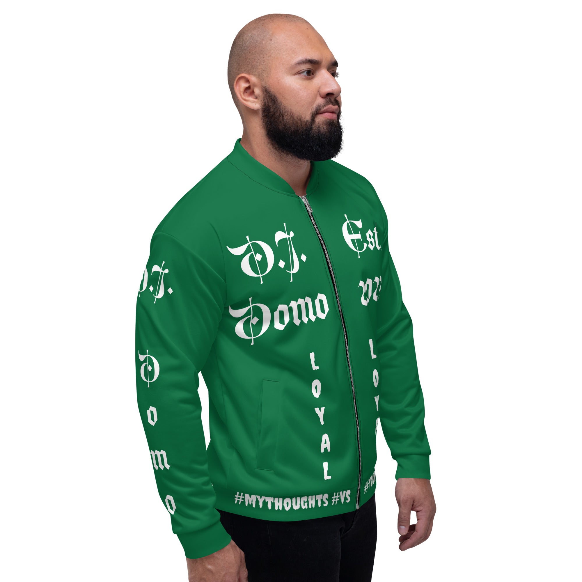 "LOYAL" Unisex Bomber Jacket Green/White