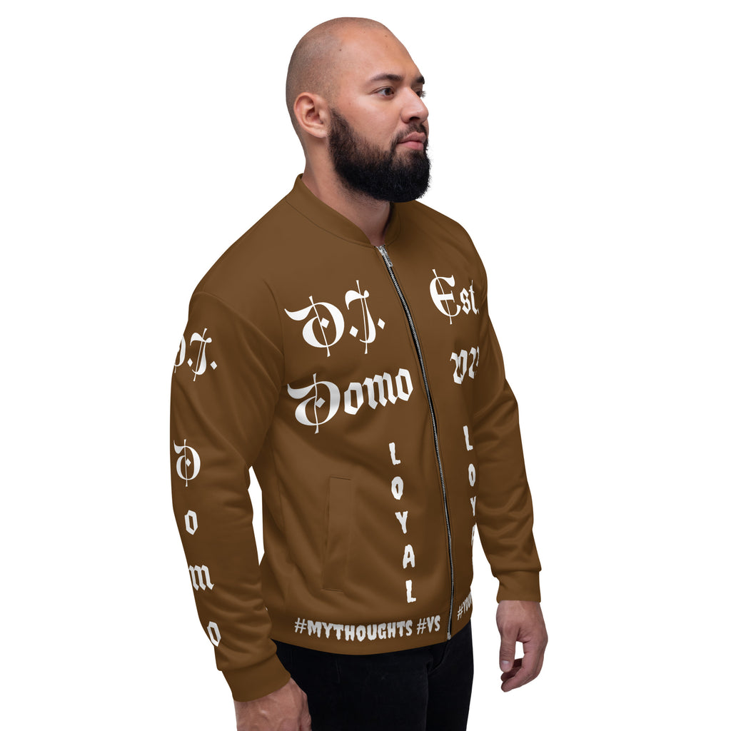 "LOYAL" Unisex Bomber Jacket Brown/White