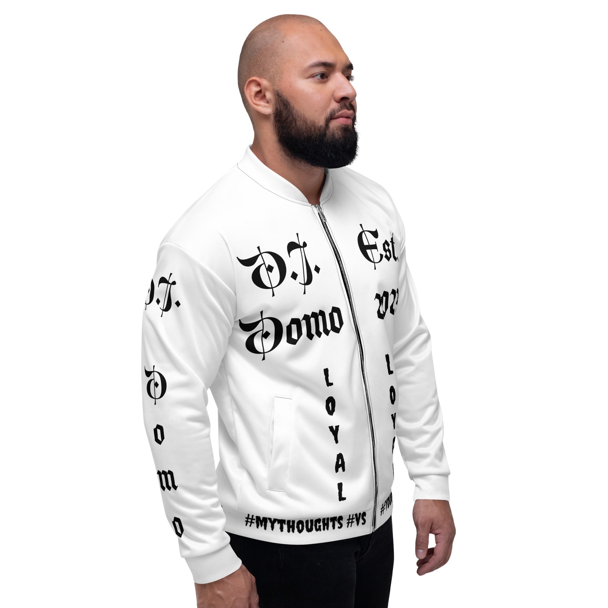 "LOYAL" Unisex Bomber Jacket White/Black