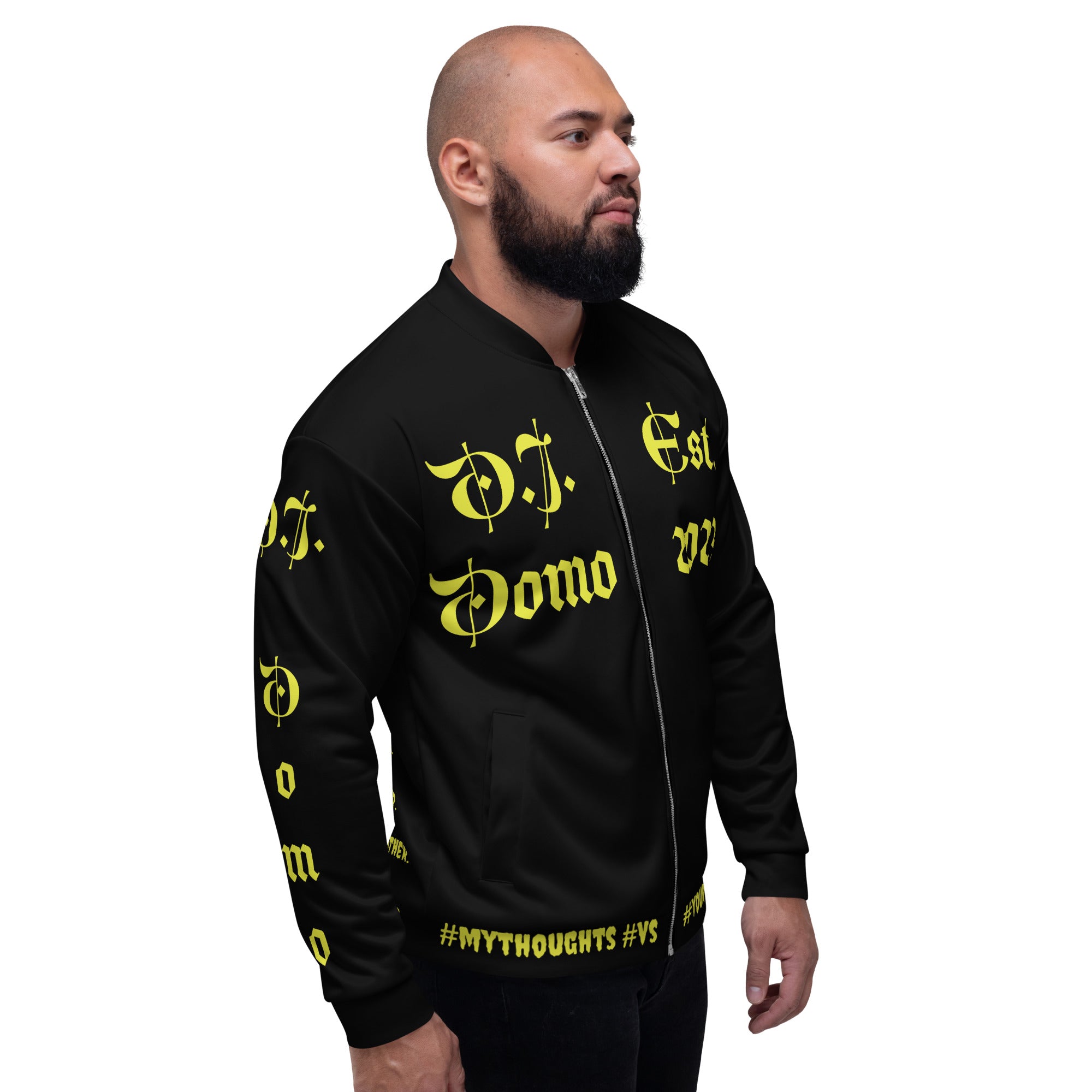 "What is a Friend?" Unisex Bomber Jacket Black/Gold