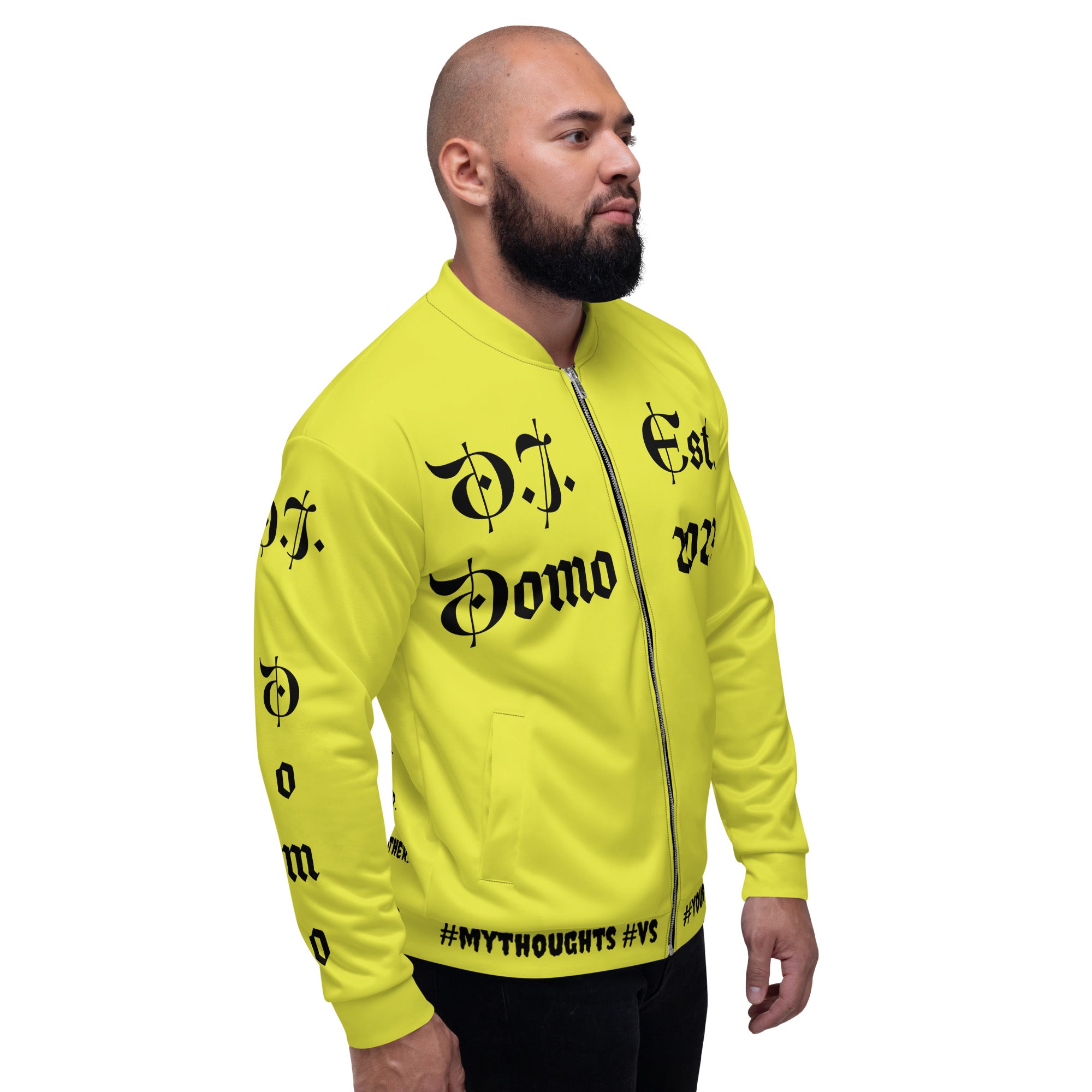 "What is a Friend?" Unisex Bomber Jacket Yellow/Black