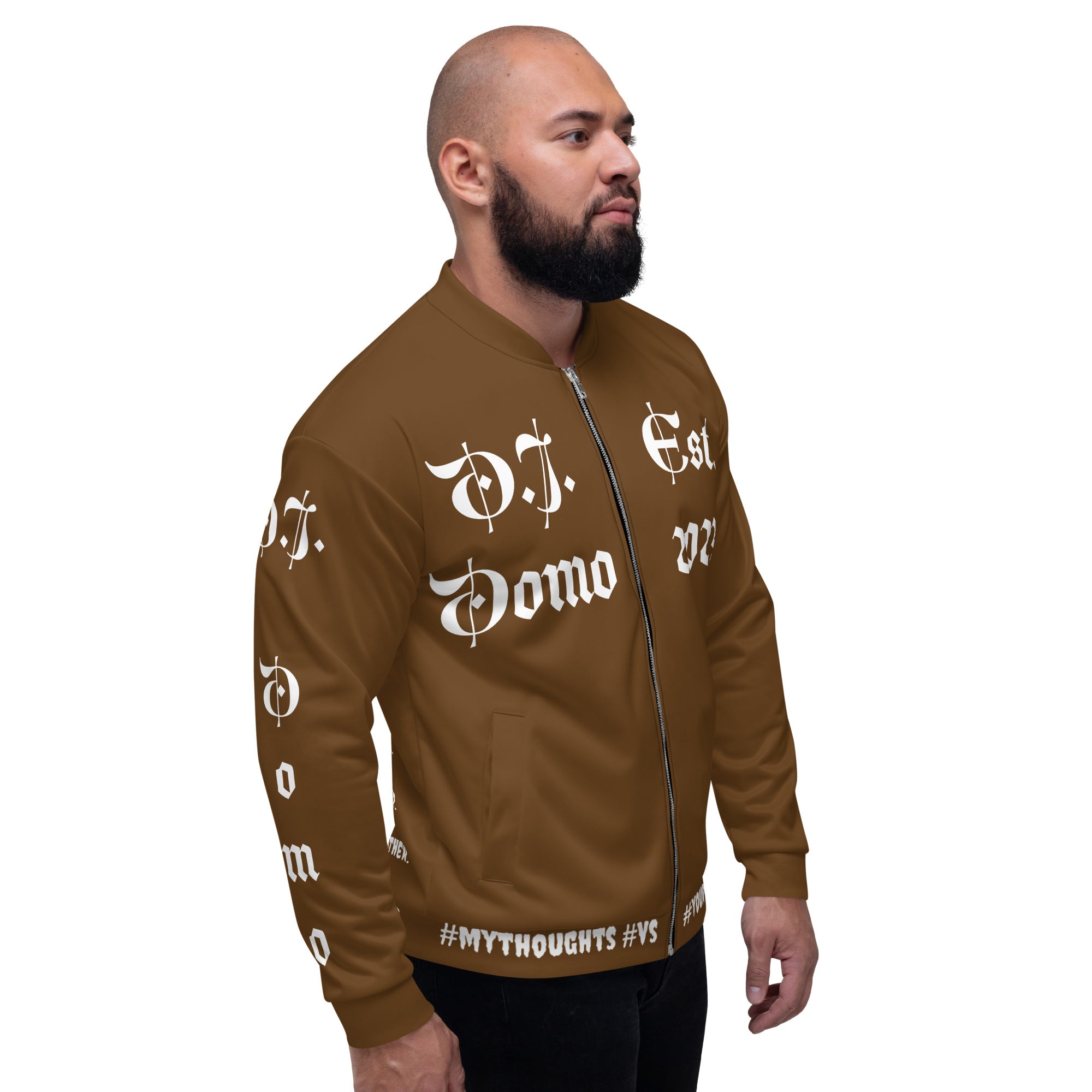 "What is a Friend?" Unisex Bomber Jacket Brown/White