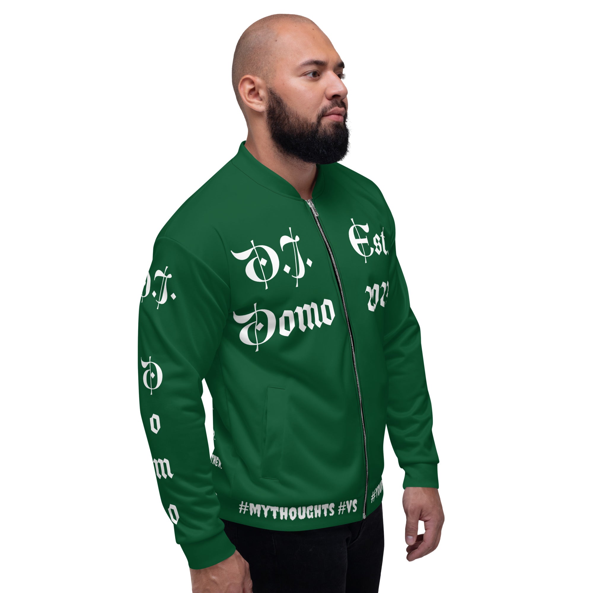 "What is a Friend?" Unisex Bomber Jacket Green/White