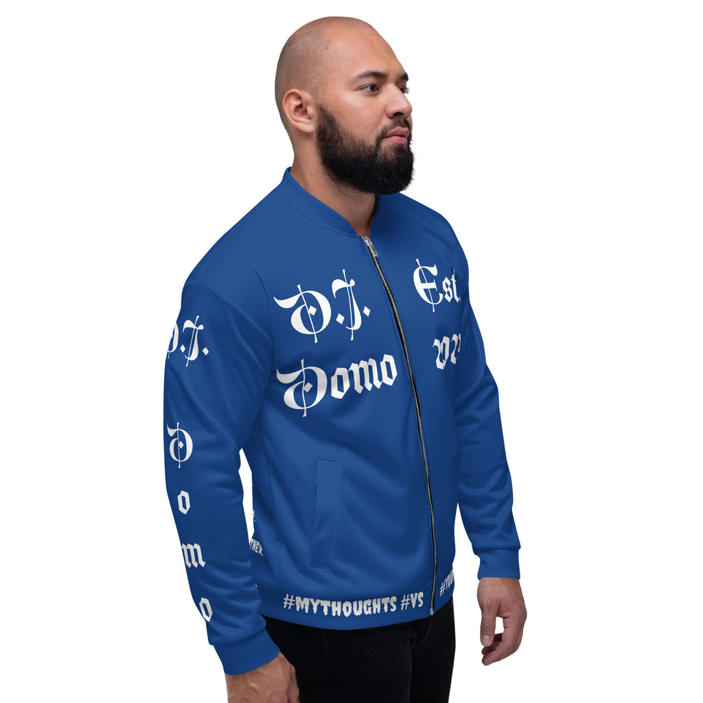 "What is a Friend?" Unisex Bomber Jacket Dark Blue/White