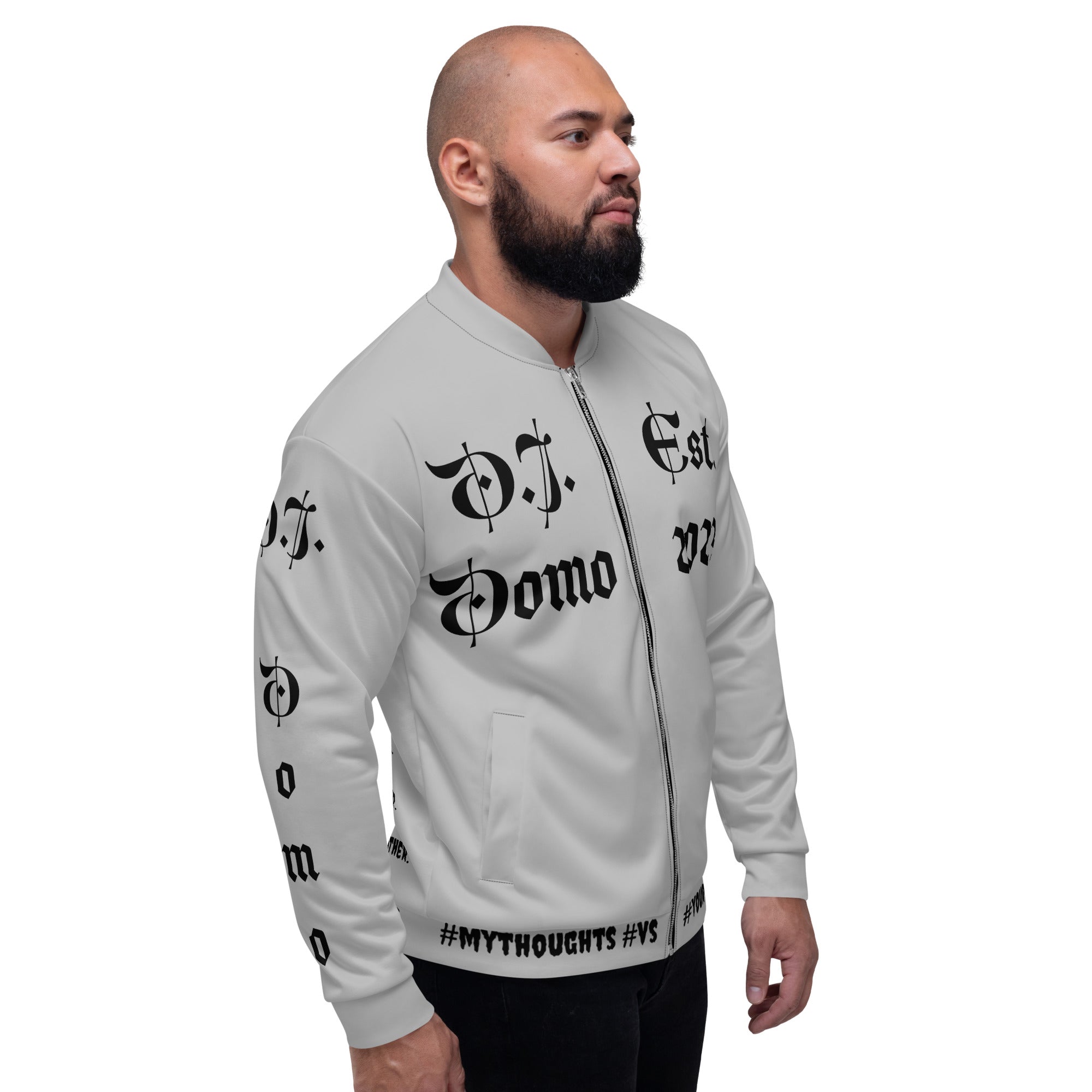"What is a Friend?" Unisex Bomber Jacket Gray/Black