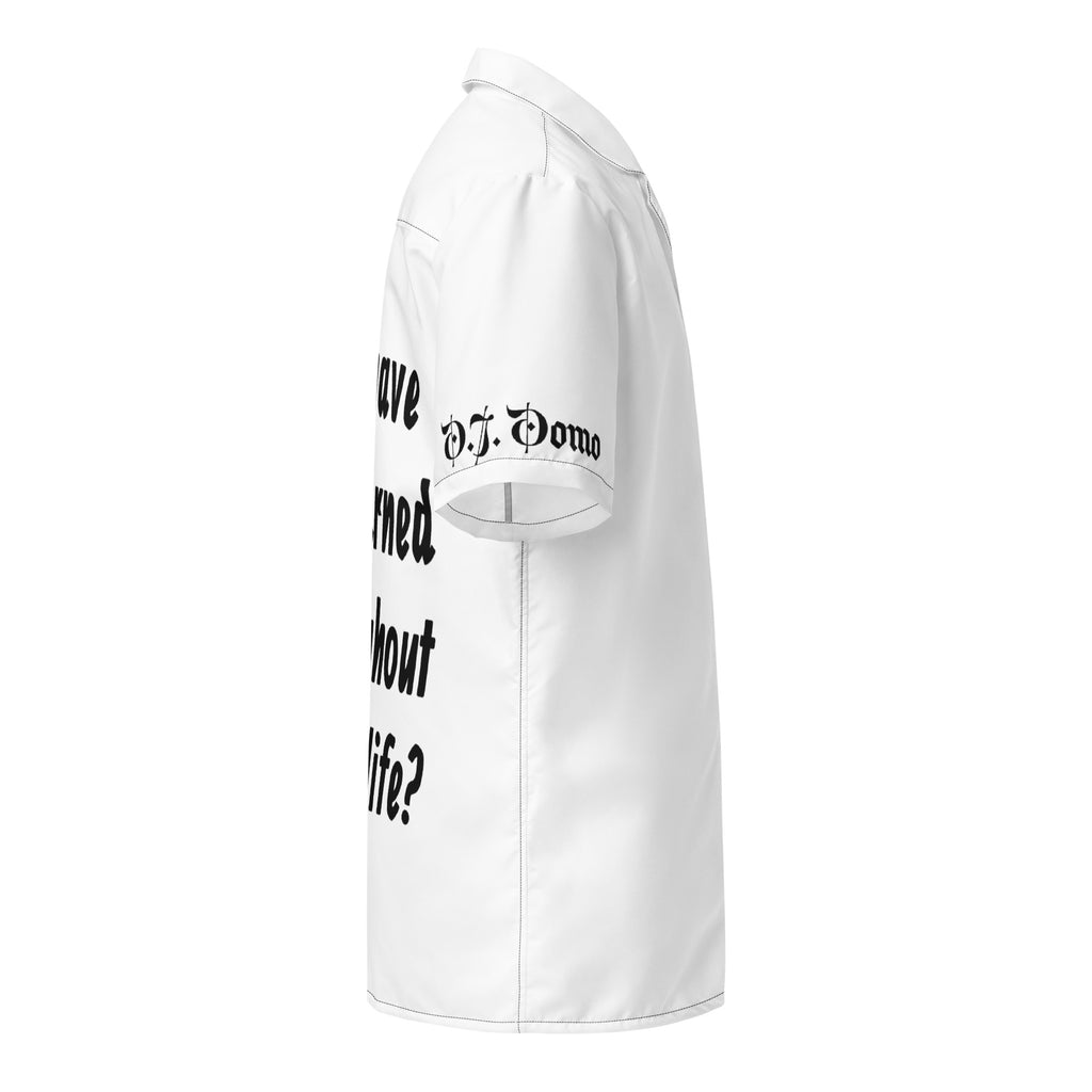 D.J. Domo "What Have You Learned" Unisex Button Shirt White/Black