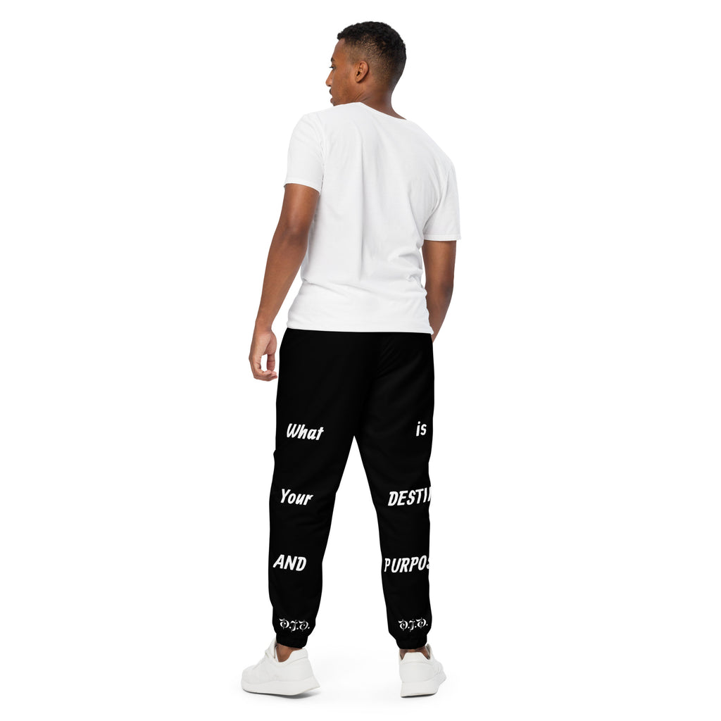 "Destiny & Purpose" Unisex Track Pants Black/White