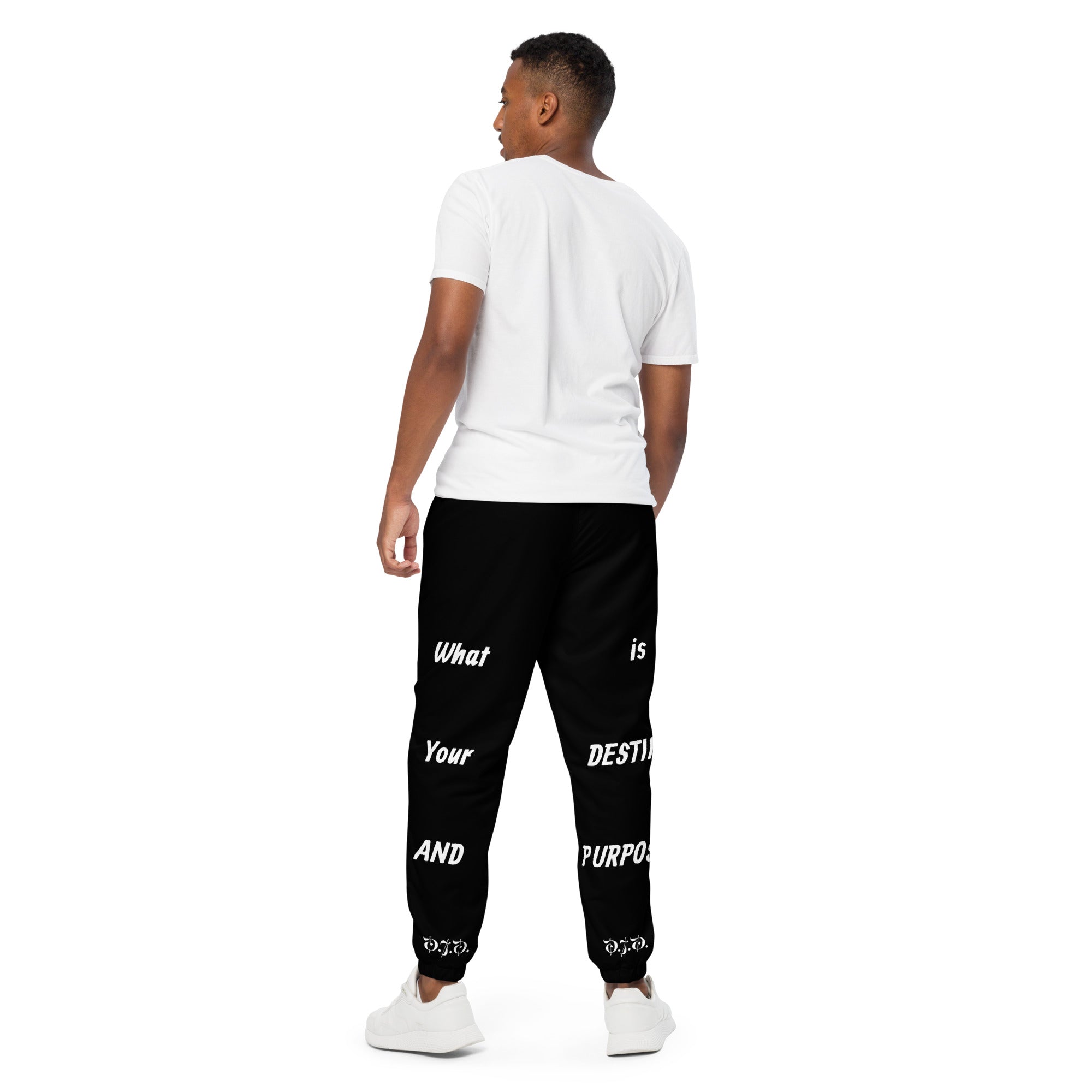 "Destiny & Purpose" Unisex Track Pants Black/White