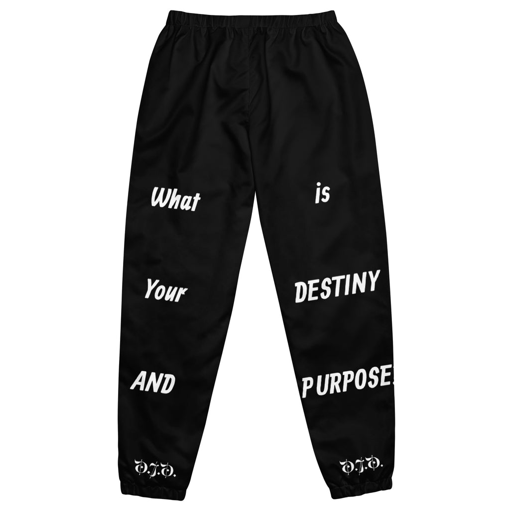 "Destiny & Purpose" Unisex Track Pants Black/White