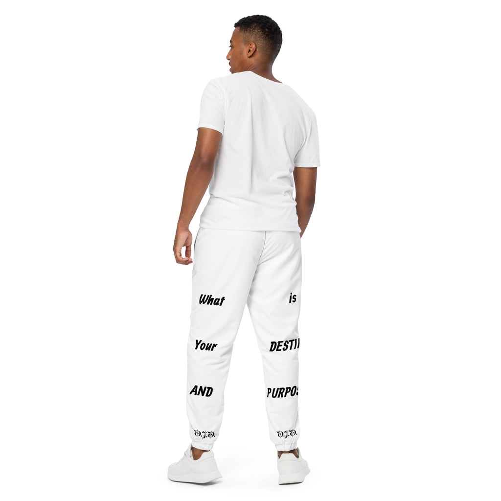 "Destiny & Purpose" Unisex Track Pants White/Black