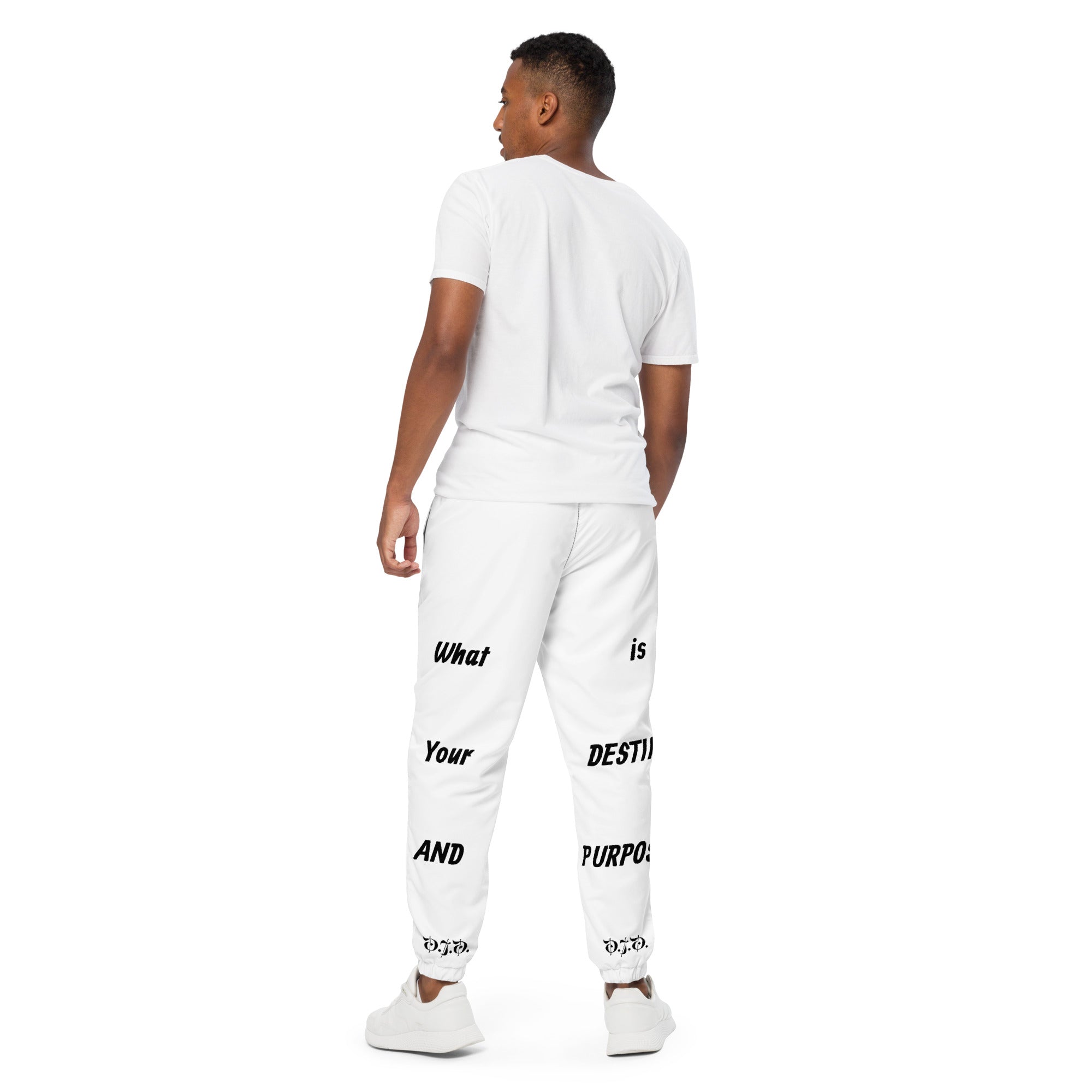 "Destiny & Purpose" Unisex Track Pants White/Black