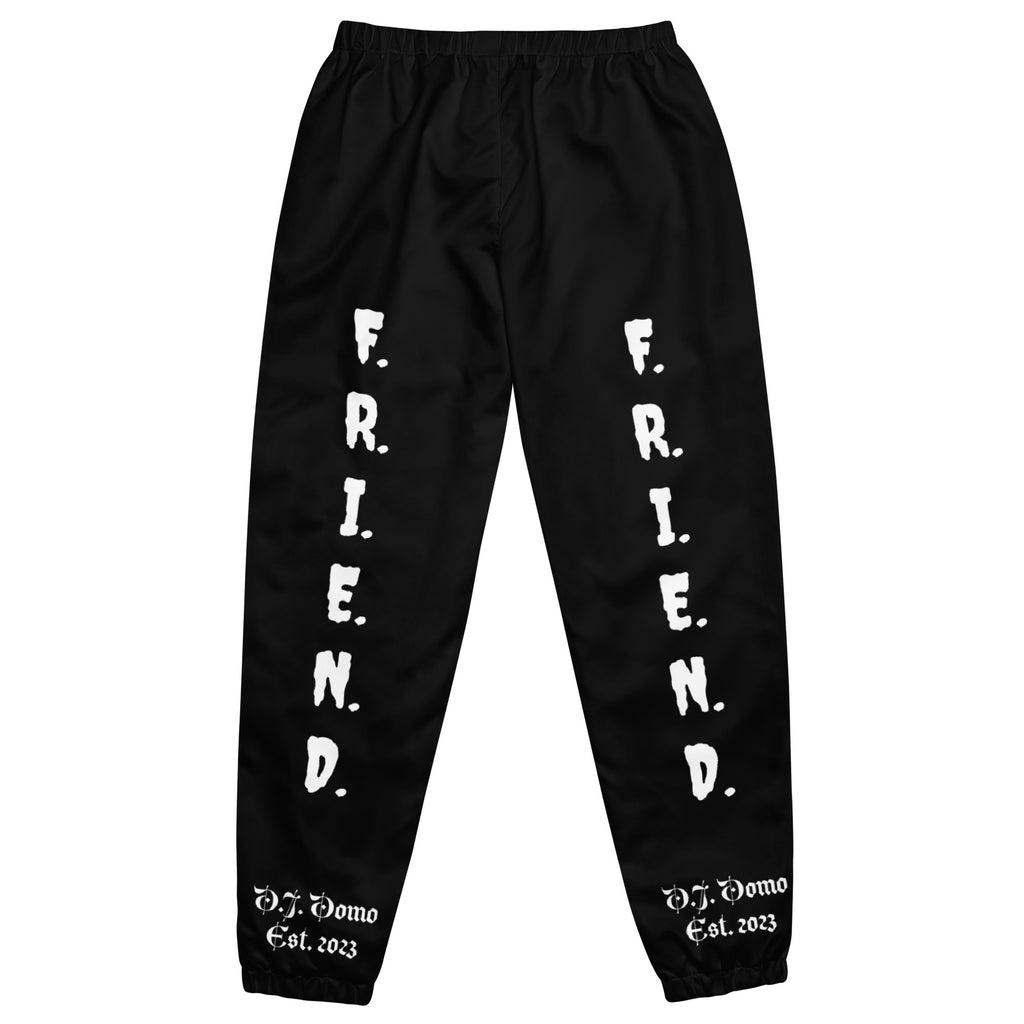 D.J. Domo "What's a Friend?" Unisex Track Pants Black/White