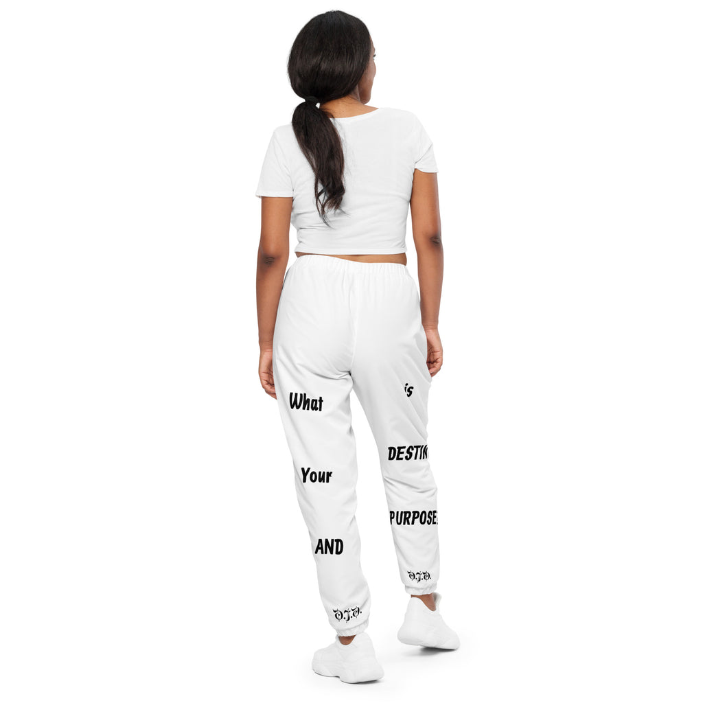 "Destiny & Purpose" Unisex Track Pants White/Black