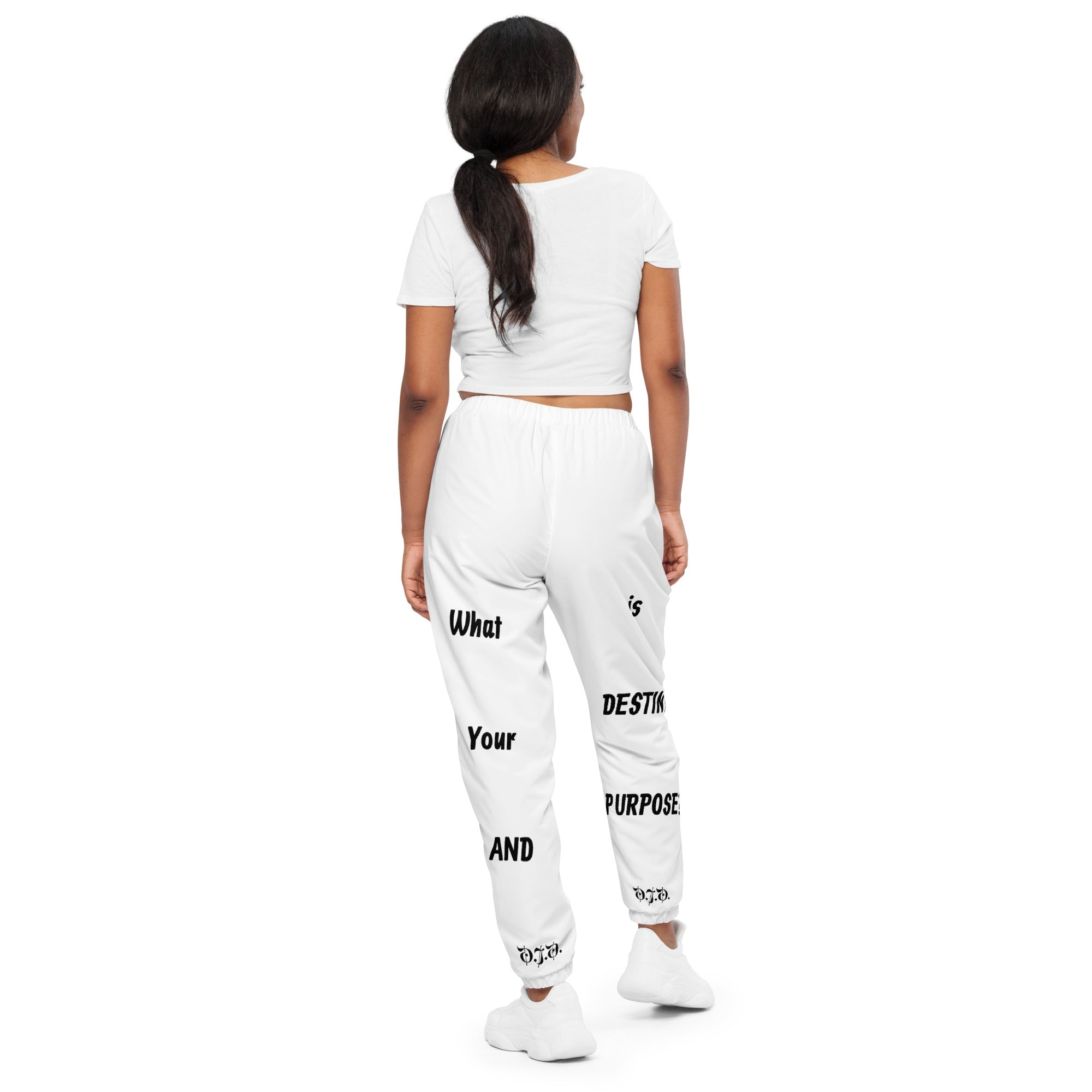 "Destiny & Purpose" Unisex Track Pants White/Black