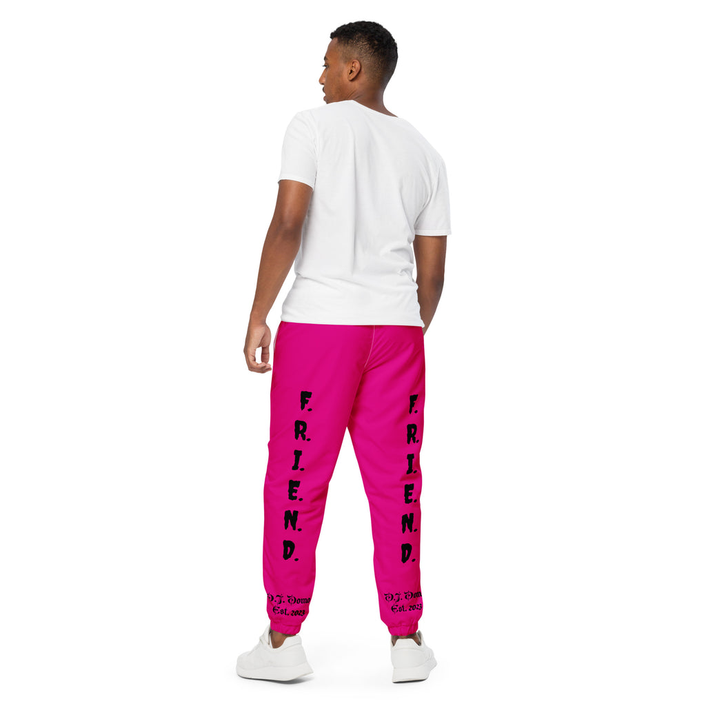 D.J. Domo "What's a Friend?" Unisex Track Pants Pink/Black