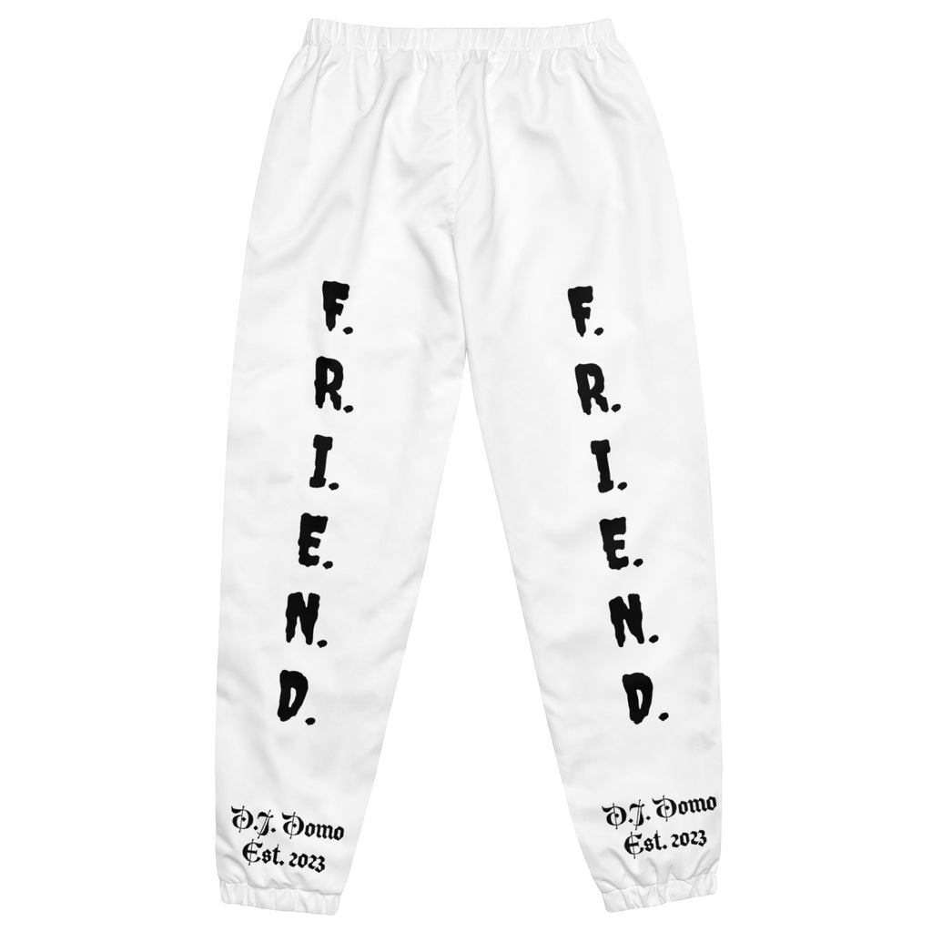D.J. Domo "What's a Friend?" Unisex Track Pants White/Black