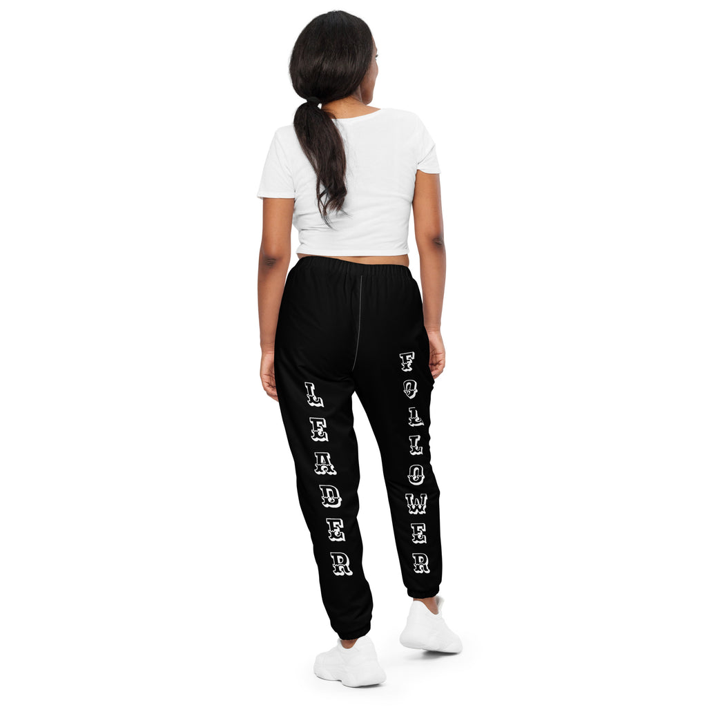 "Leader or Follower" Unisex Track Pants Black/White
