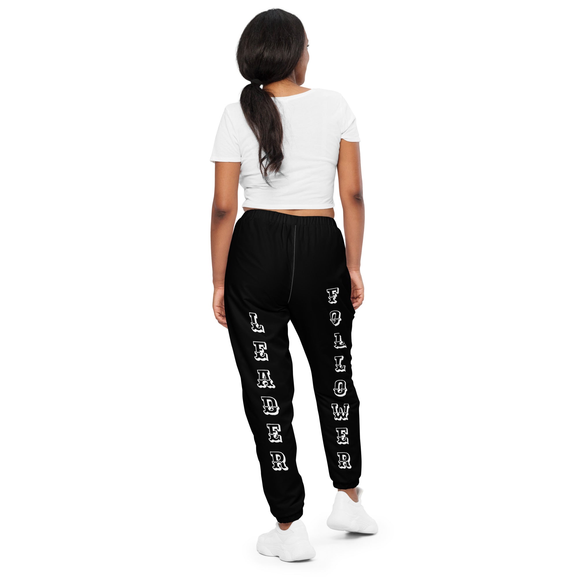 "Leader or Follower" Unisex Track Pants Black/White