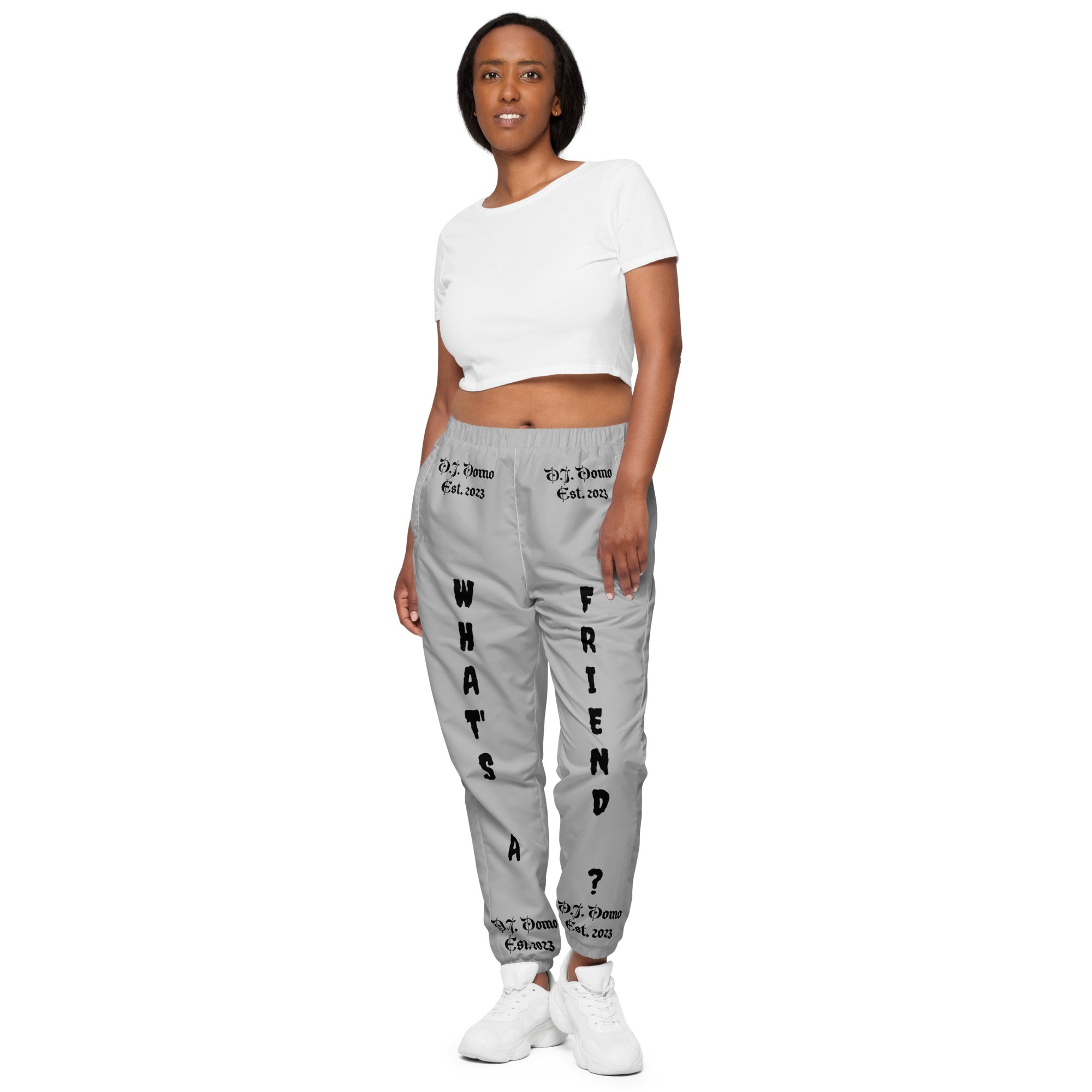 D.J. Domo "What's a Friend?" Unisex Track Pants Gray/Black