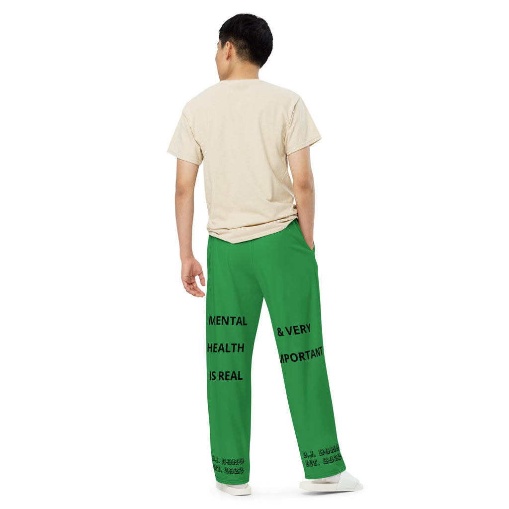 D.J. Domo "Mental Health 988" Unisex Wide-Leg Pants Green/Black